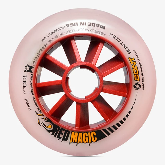 Bont Red Magic 100mm Wheels - High-Performance Speed Skating Wheels for Indoor & Outdoor Roller Derby, Rink Racing & Fitness Skating