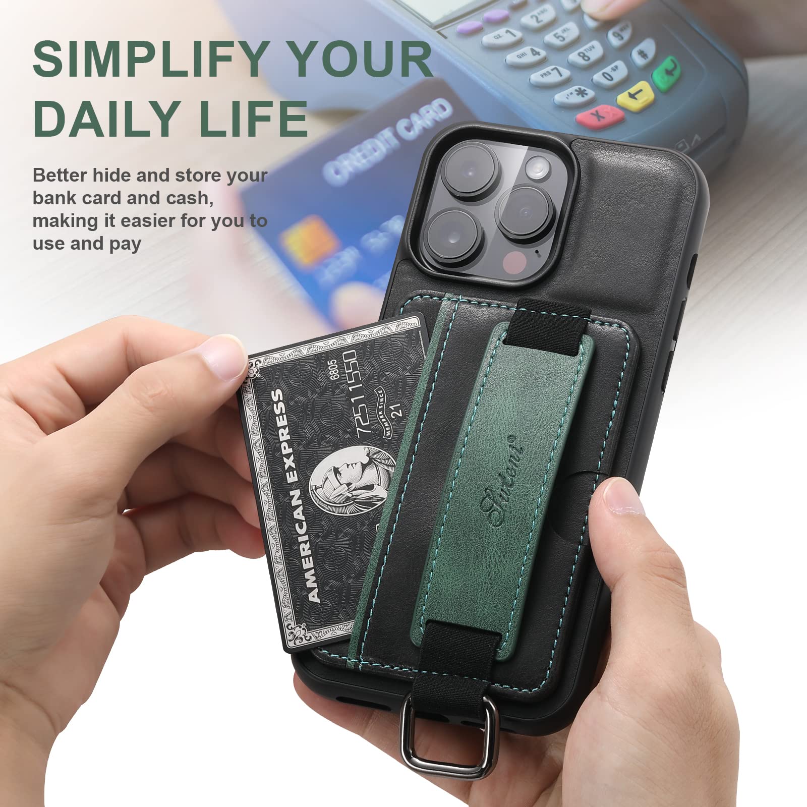 SINIANL iPhone 11 Pro Max Wallet Case with Card Holder & Wrist Strap - PU Leather Protective Cover with Money Pocket (Black) | Perfect for Everyday Use, Travel & Hands-Free Convenience