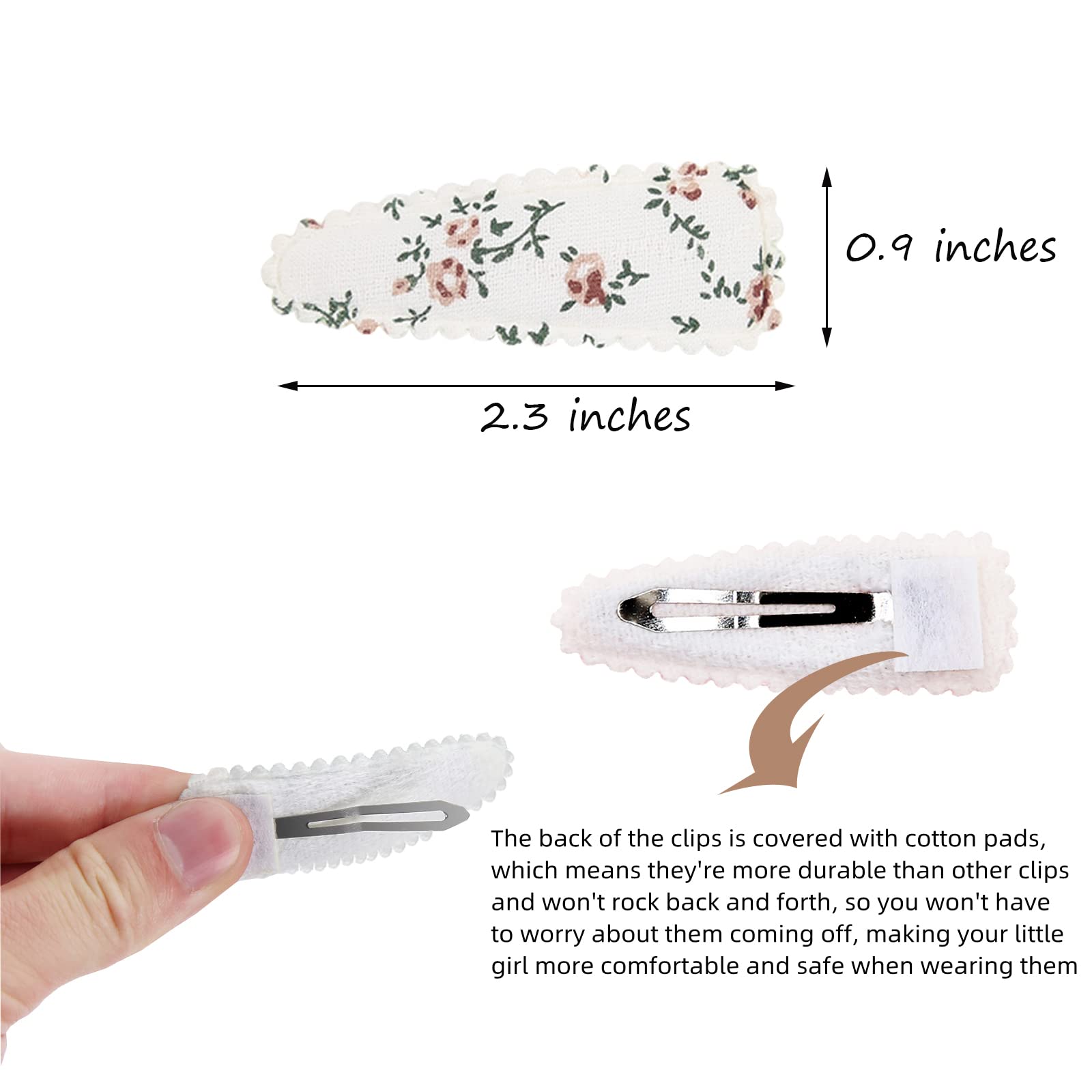 40pcs Baby Hair Clips with Floral Fabric Design - Snap Barrettes for Girls, Infants & Toddlers - Soft Hair Accessories for Everyday Use, Parties & Special Occasions