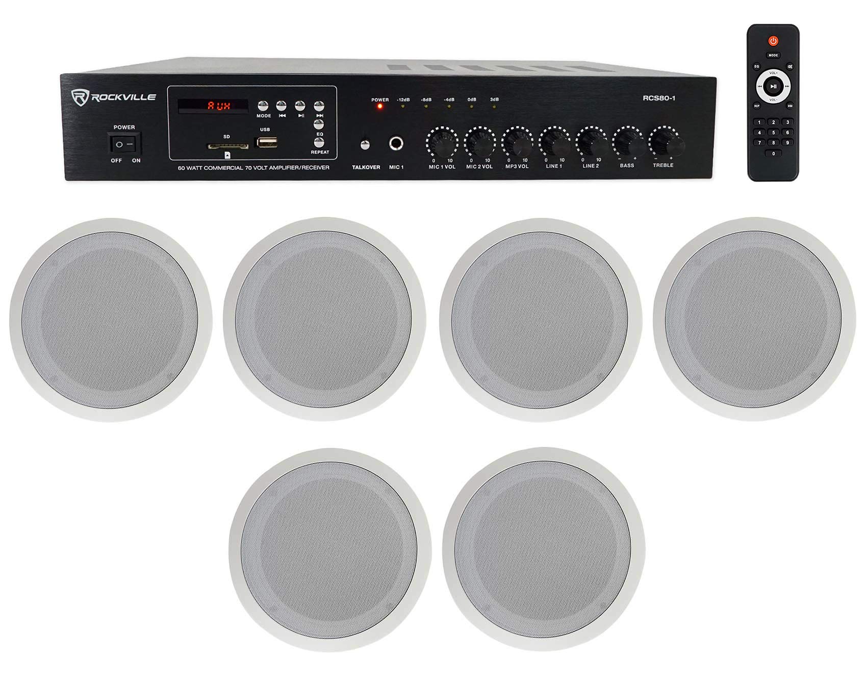 Rockville Commercial Amplifier with 6x 8