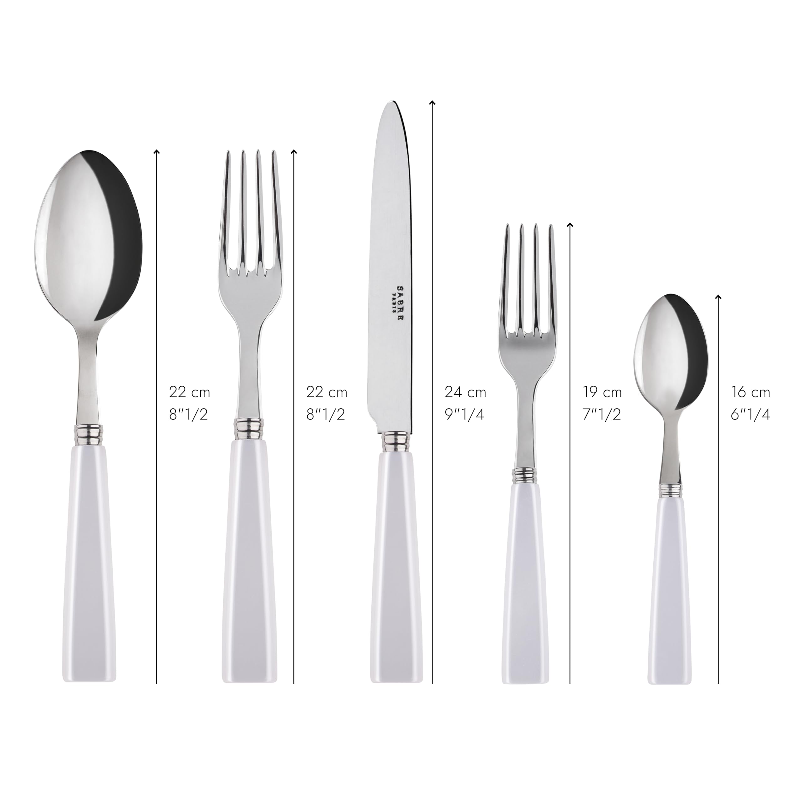 Sabre Natura 5-Piece Flatware Set - Premium Stainless Steel Cutlery Set in White | Elegant Tableware for Dining, Kitchen & Restaurant Use