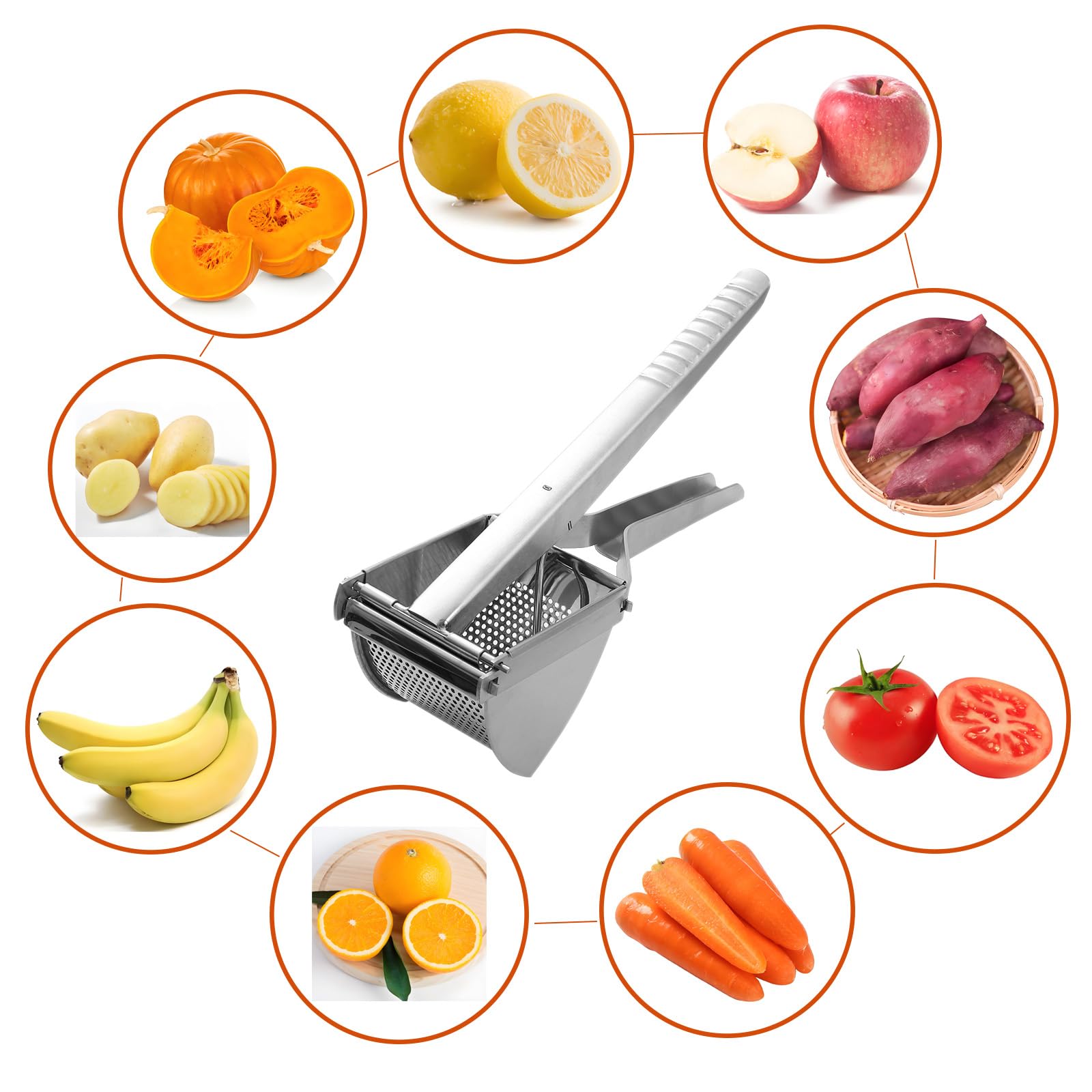 Premium Potato Ricer & Masher - Heavy Duty Stainless Steel Kitchen Tool for Perfect Mashed Potatoes, Purees & Baby Food | Ergonomic Non-Slip Handle | Ideal for Home Cooking, Restaurants & Meal Prep