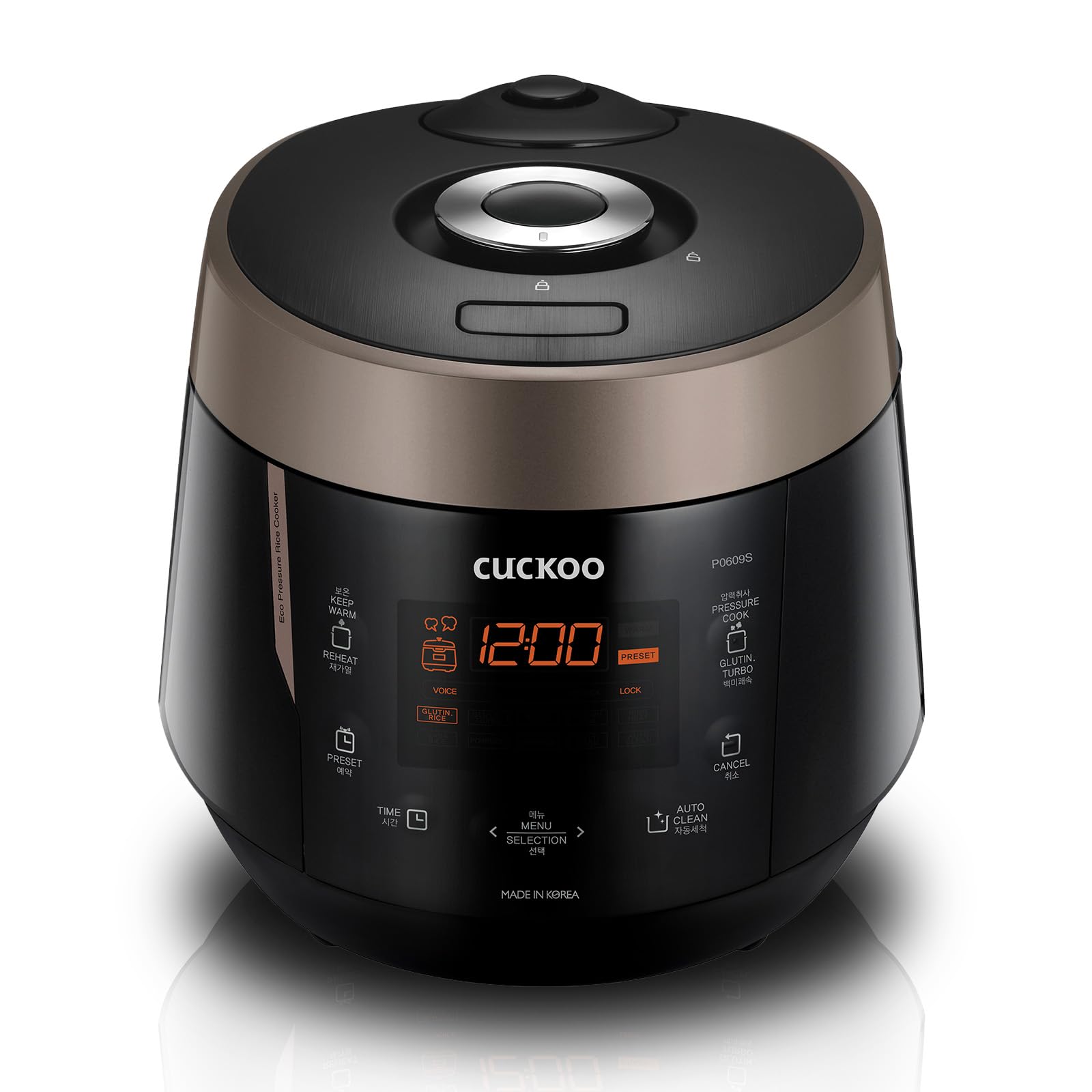 Cuckoo High 6 Cup Electric Heating Pressure Rice Cooker & Warmer with 12 Built-in Programs - White, Mixed, Brown, GABA & Black Copper Rice Settings - Perfect for Home, Office & Dorm Cooking