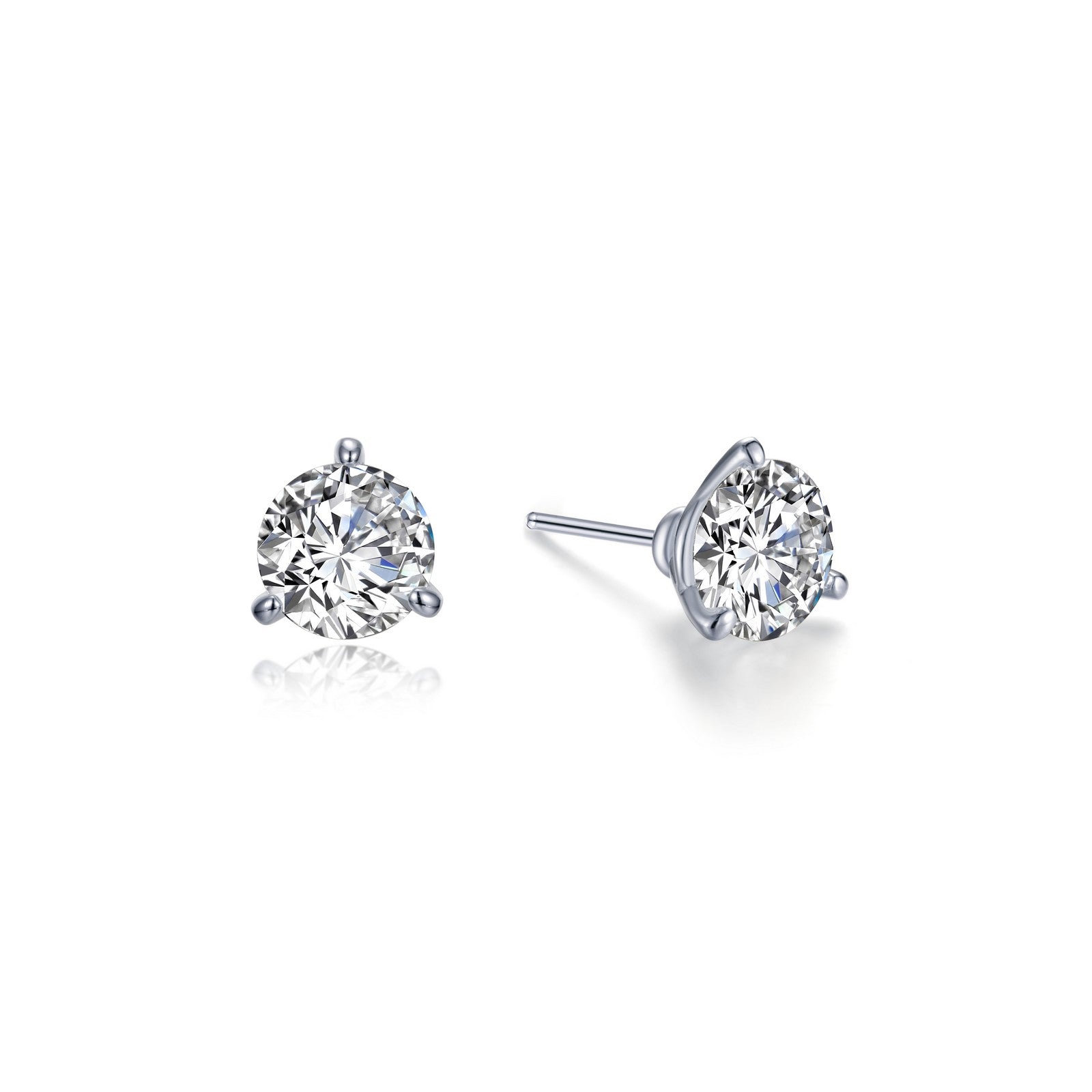 1 CTW 3 Prong Stud Earrings for Women - Diamond Simulated Cubic Zirconia CZ Stud Earrings - Hypoallergenic Stainless Steel Jewelry - Perfect for Everyday Wear, Work & Special Occasions