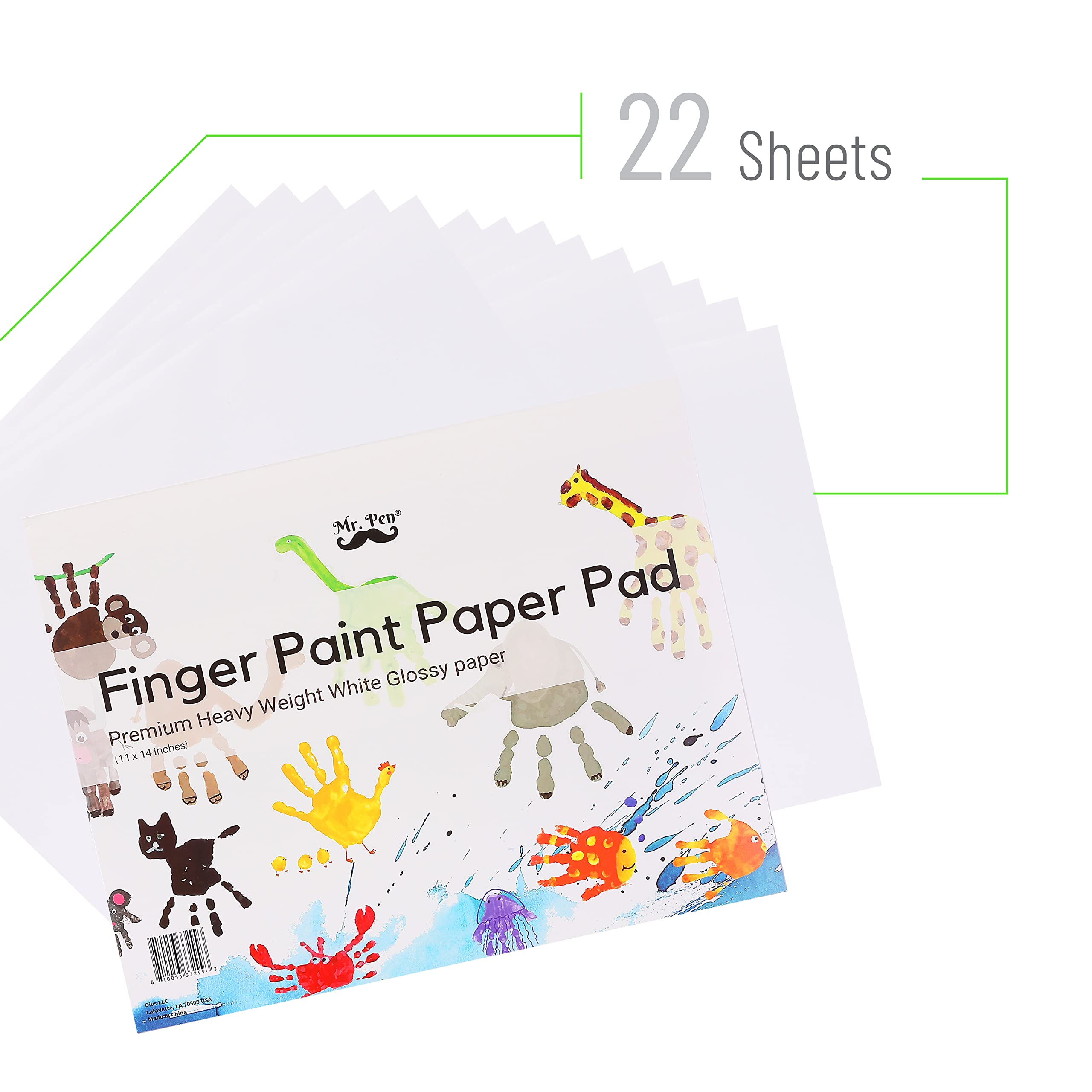 Mr. Pen Finger Paint Paper for Kids & Toddlers, 11 x 14 Inches, 22 Sheets - Non-Toxic Art Paper for Creative Painting, Classroom & Home Activities, Mess-Free Fun for Children's Art Projects