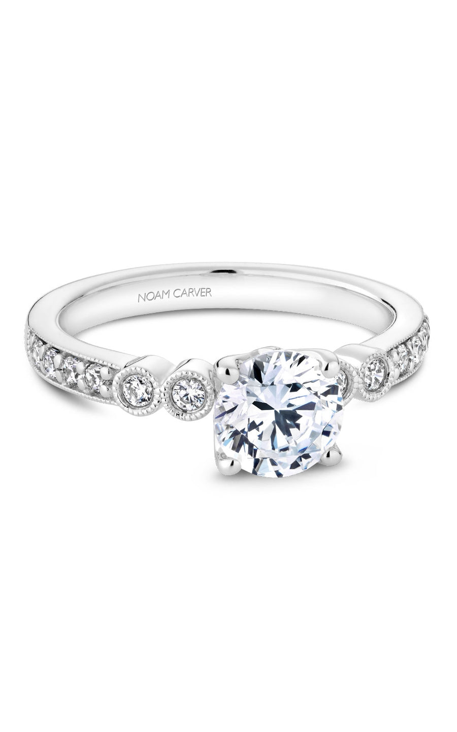 Noam Carver B193 01A Bridal Engagement Ring - 14K White Gold Diamond Wedding Ring for Women, Perfect for Proposals, Anniversaries & Special Occasions