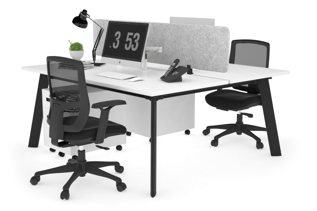 2 Person Workstation with Black Frame - 1200L x 800W Office Desk with Cable Management | Perfect for Home Office, Coworking Spaces & Small Business Teams