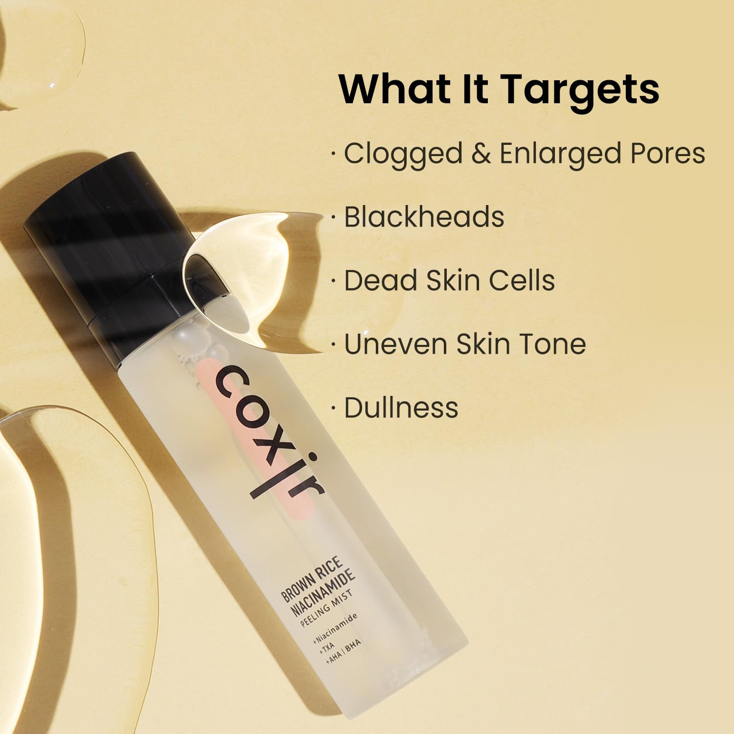 Coxir Ultra Hyaluronic Cleansing Oil 5.07 fl.oz + Black Rice TXA Pore Mask 1.69 fl.oz + Brown Rice Niacinamide Peeling Mist 2.70 fl.oz | Korean Skincare Set for Hydration, Pore Care & Exfoliation | Perfect for Dry, Oily & Combination Skin