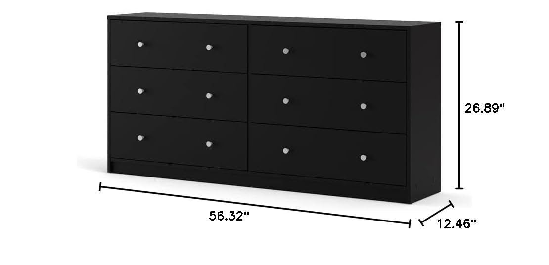 Scandinavian Modern 3-Piece Bedroom Set - Engineered Wood Dresser, Nightstand & Chest with Pewter Handles | Black Finish | Space-Saving Storage Solution for Small Bedrooms & Apartments