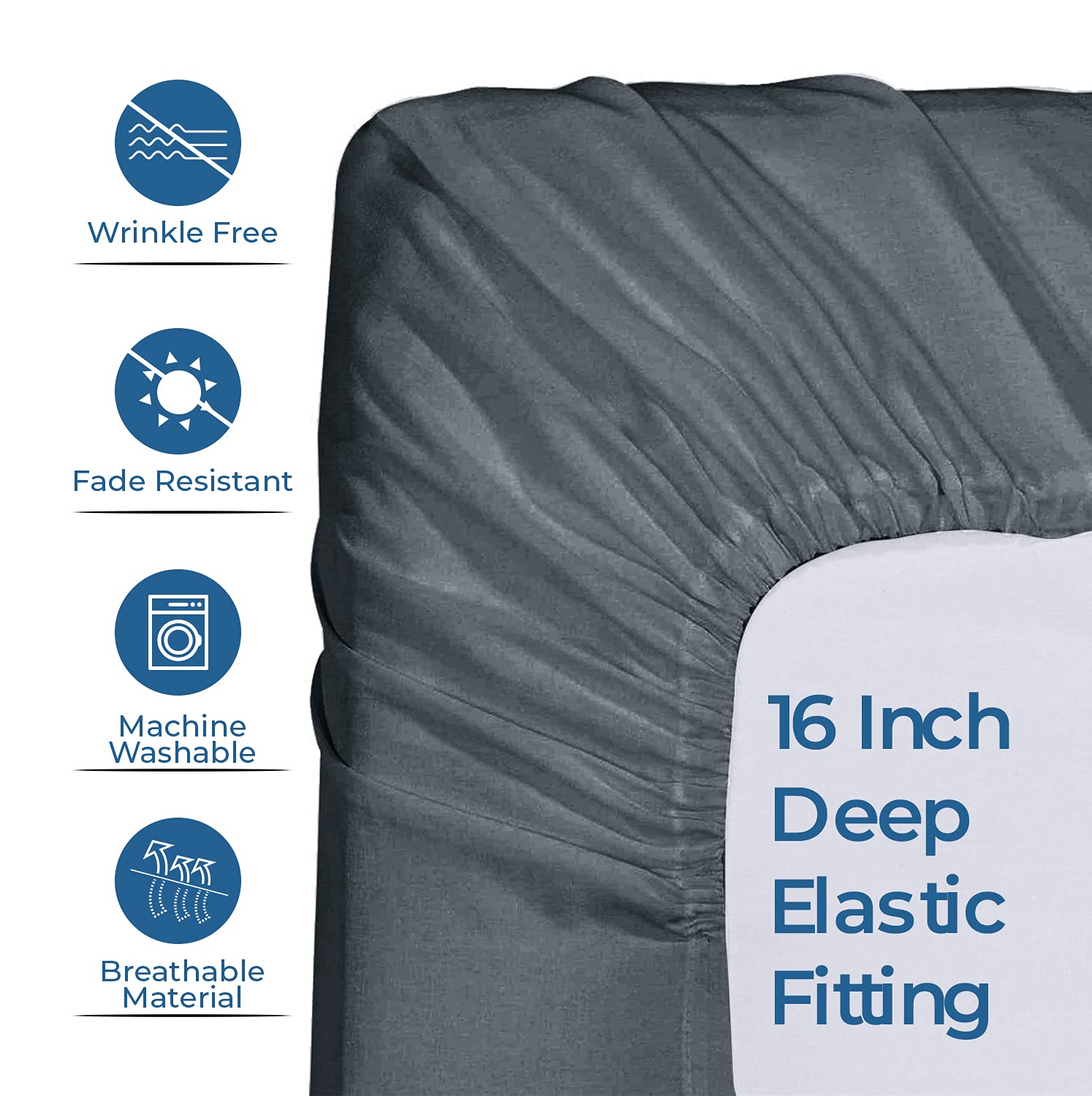 Luxury 100% Cotton Jersey Sheet Set - King Size 4-Piece Dark Grey | Ultra Soft T-Shirt Material | Deep Pocket All Season Bedding | Perfect for Cozy Sleep, Guest Rooms & Modern Bedrooms