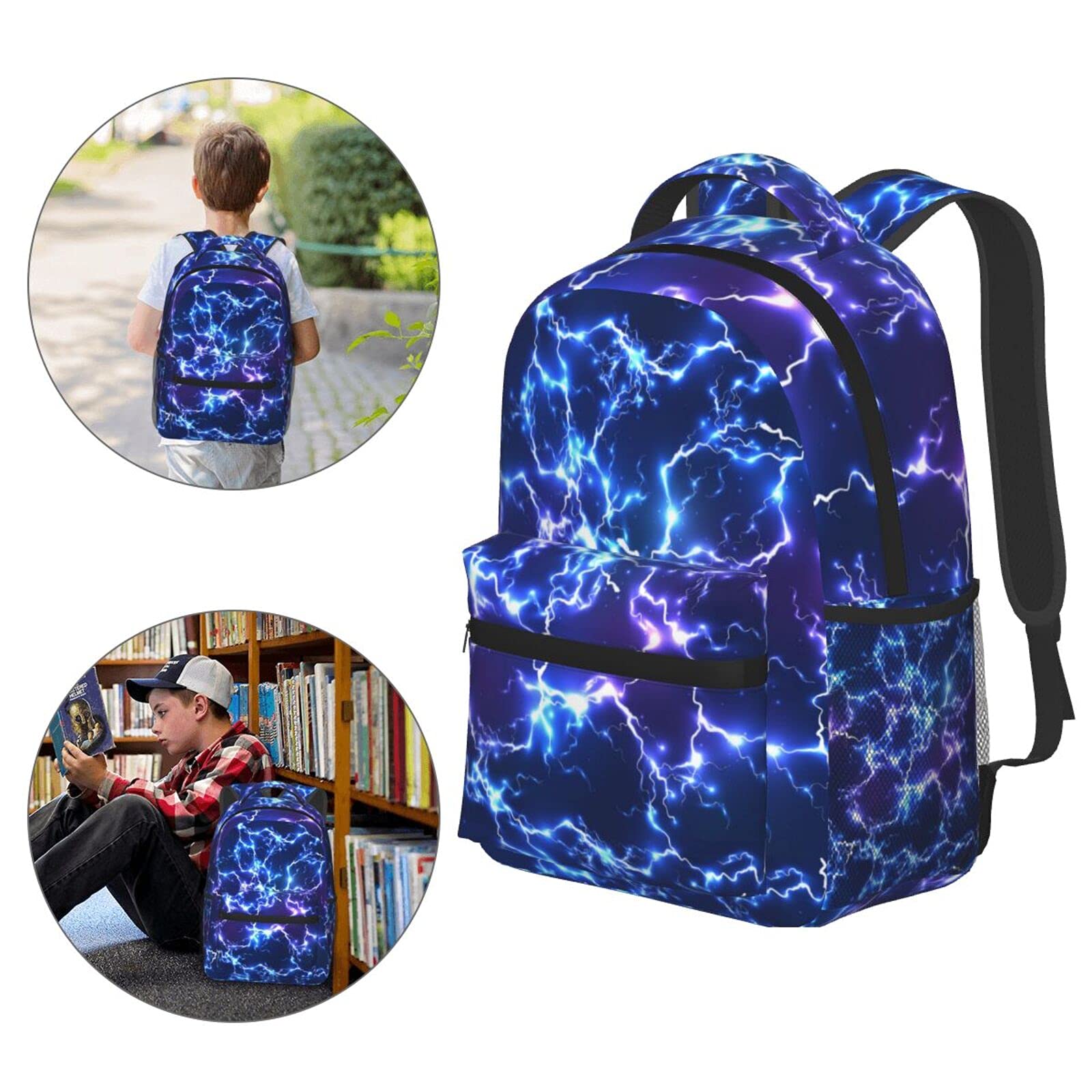 Abstract Blue Lightning Backpack - 16 Inch Laptop Bag for Teens & Adults, Water-Resistant School Bookbag & Casual Daypack - Perfect for College, Travel & Everyday Use