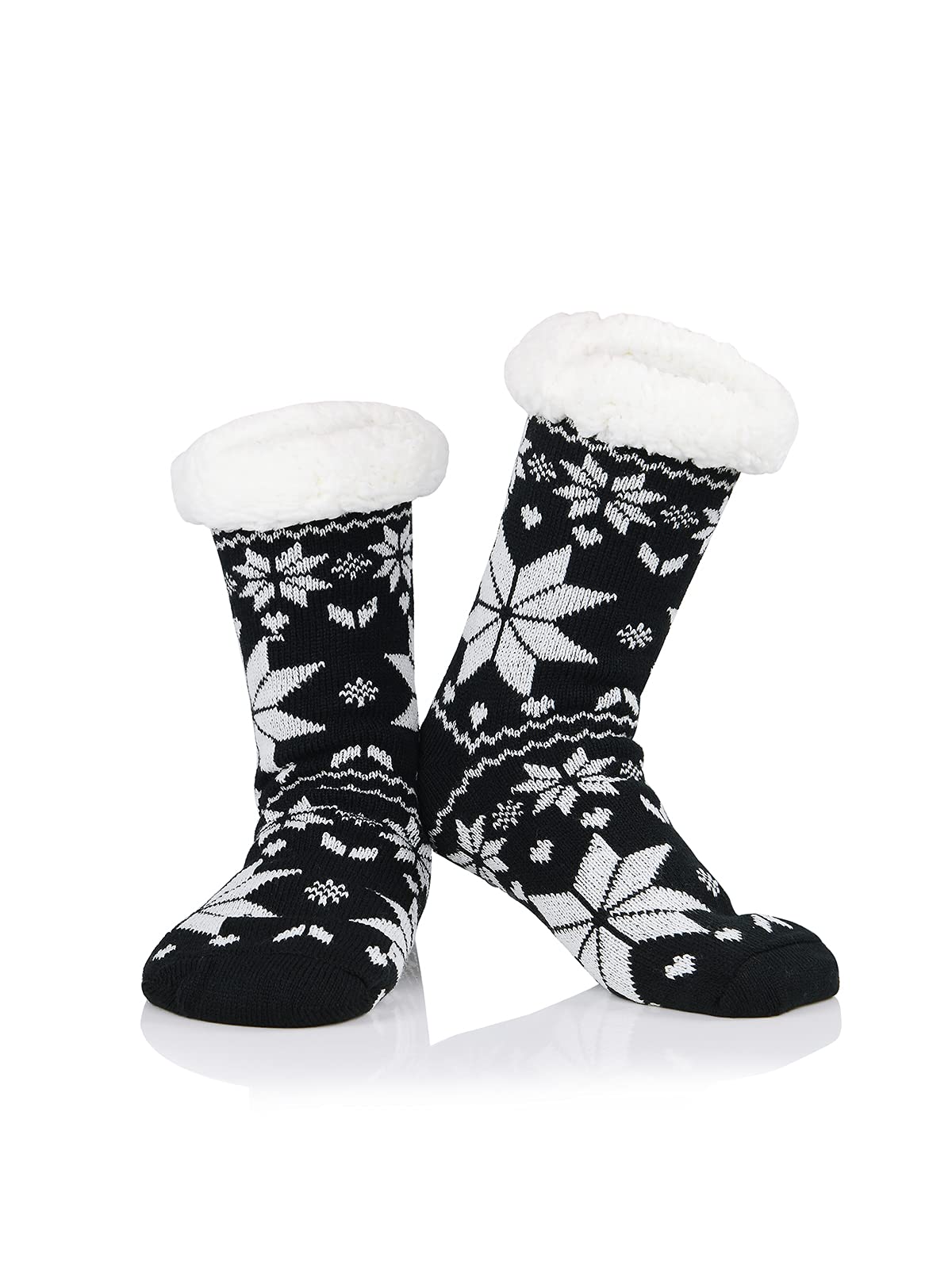 Century Star Non-Slip Grip Socks for Women - Warm Fuzzy Cozy House Slippers - Perfect for Winter, Christmas Gifts & Home Relaxation