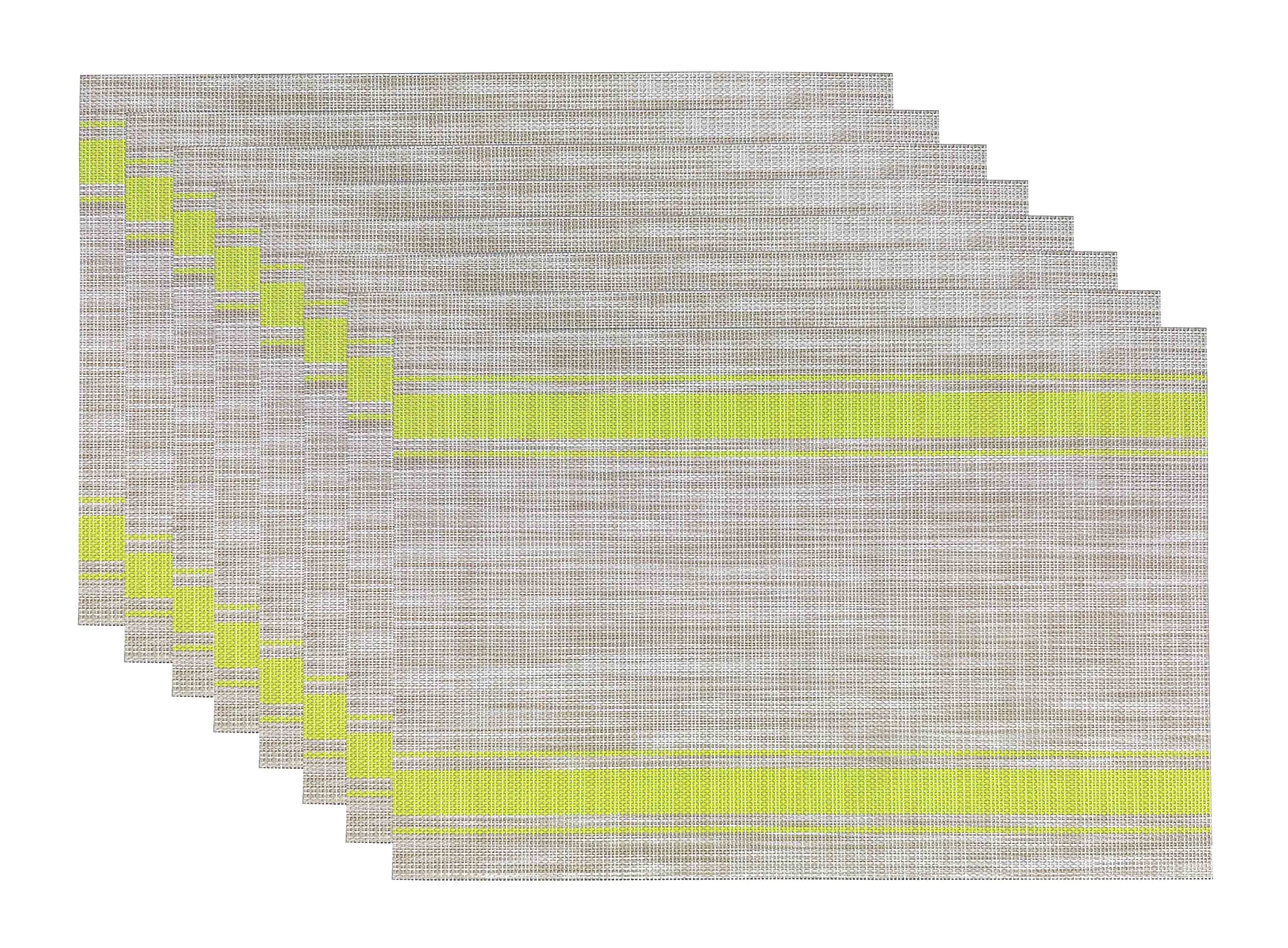 8-Piece Washable PVC Vinyl Placemats Set - Non-Slip Heat Resistant Table Mats for Kitchen & Dining Room - Green Decorative Tableware for Everyday Meals & Dinner Parties