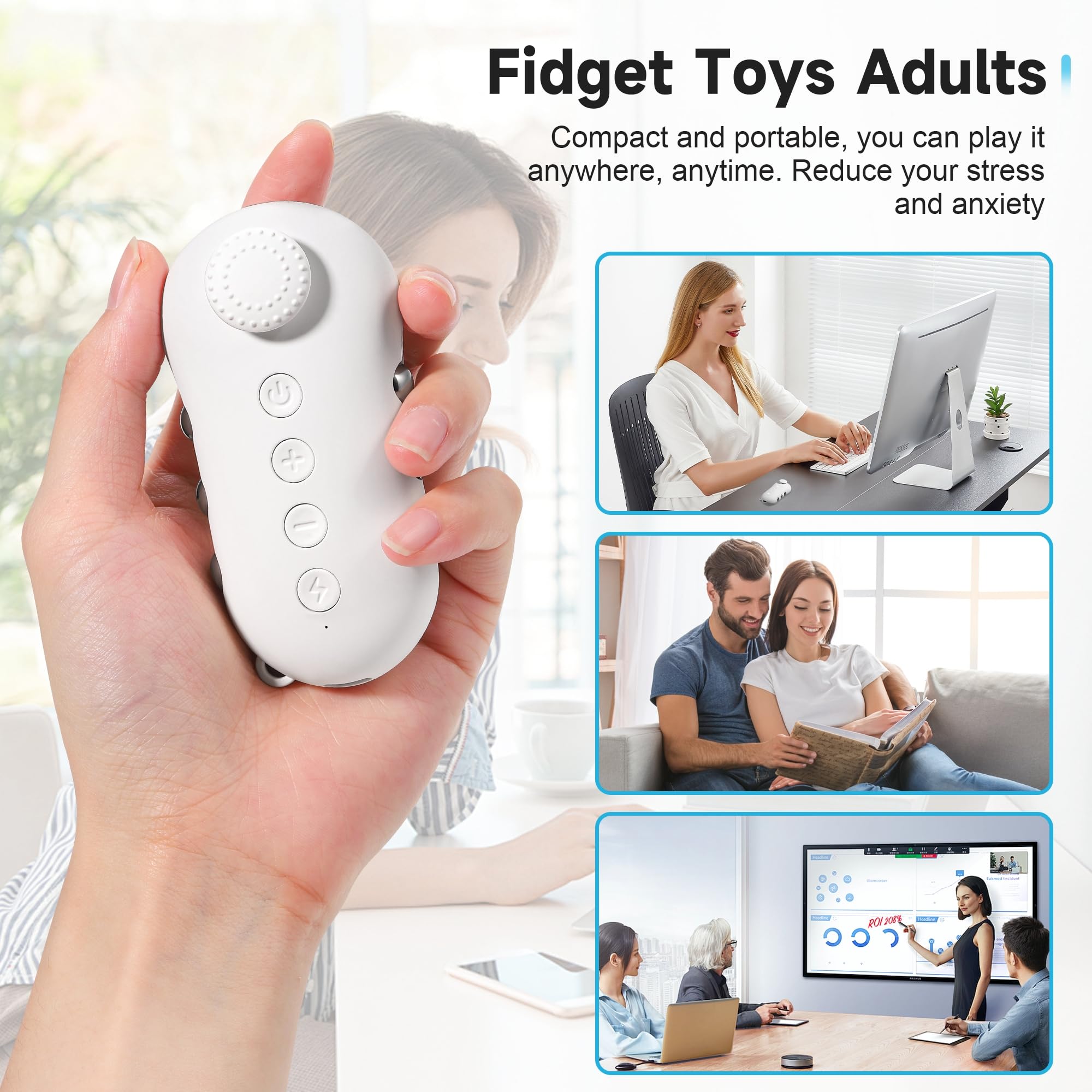 **Stress Relief Fidget Toys for Adults & Kids - Handheld Anxiety Relief Device for ADHD, Focus & Calm - Portable Microcurrent Sensory Toy for Office, Travel & Home Use**