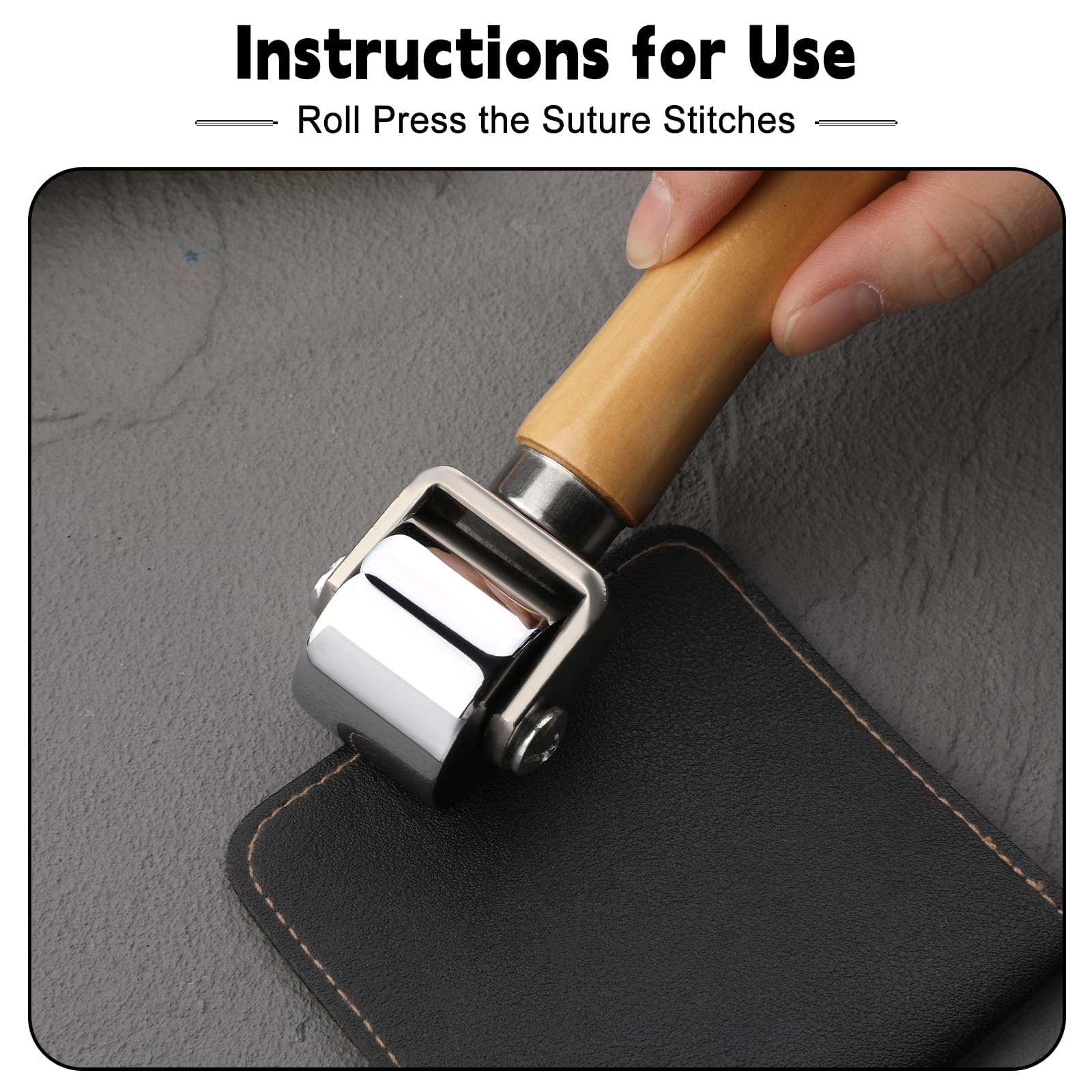 Mnuizu 26mm Leather Press Edge Roller with Wooden Handle, Leather Edge Creaser & Seam Roller for Leather Crafting, Leather Laminating Tool - Perfect for DIY Leather Projects, Bags, Wallets & Belts