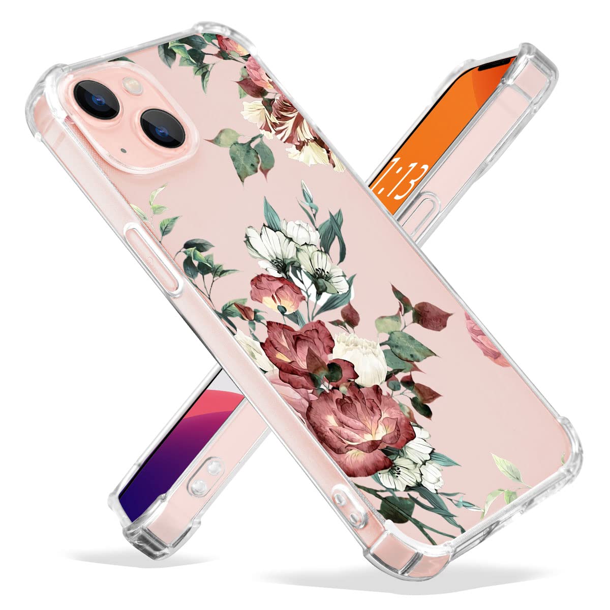 Cute White Red Rose Phone Case for iPhone X & Xs - Crystal Clear Floral Design, Soft TPU Shockproof Protective Cover for Girls & Women | Perfect for Everyday Use, Gifts & Special Occasions