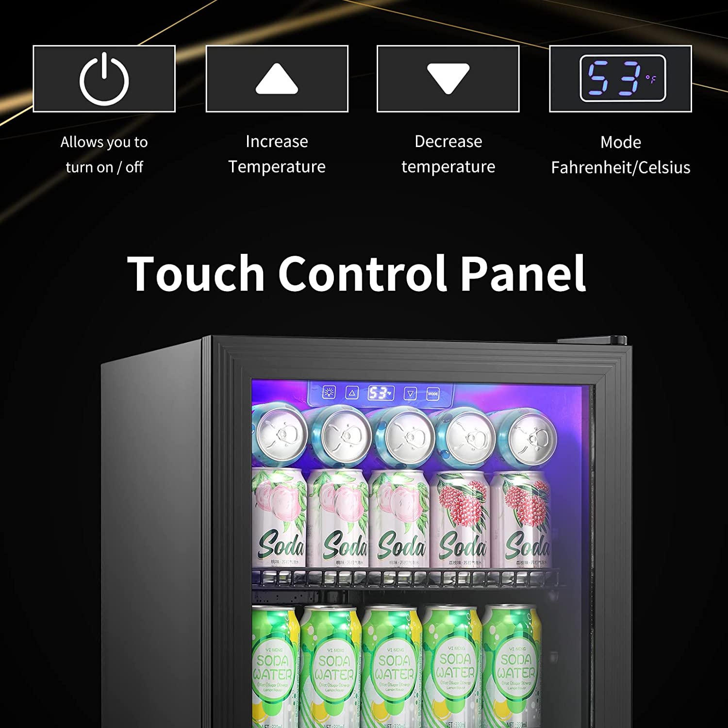 Antarctic Star W6870 2.4 Cubic Feet Mini Beverage Fridge with Electronic Temperature Control - Compact Cooler for Beer, Wine, Soda & Snacks - Perfect for Dorm, Office, Bedroom or Home Bar