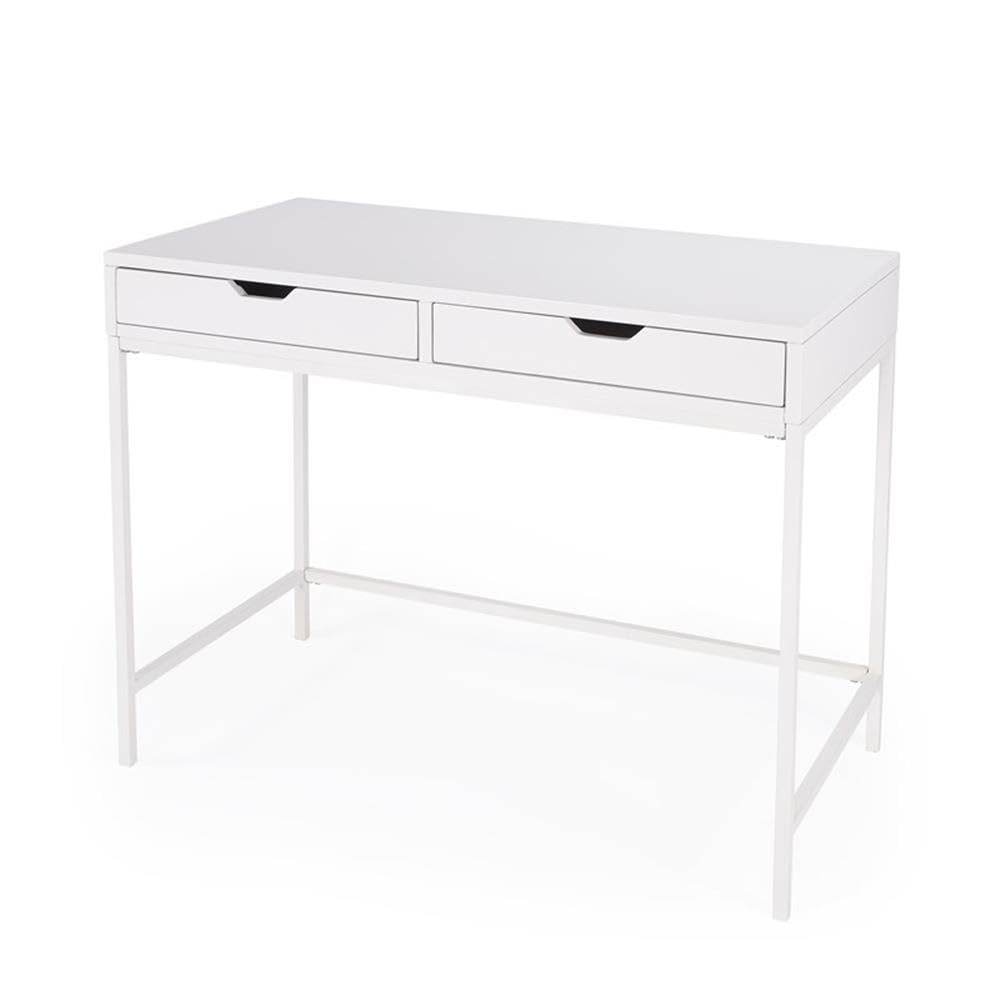 White Modern Desk with Drawers for Home Office & Study