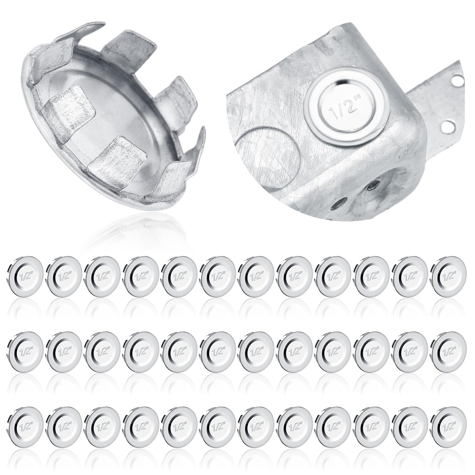36 Pcs 1/2 Inch Knockout Plugs - Steel Electrical Box Seals for Unused Outlets (Ideal for Home Wiring & DIY Projects)