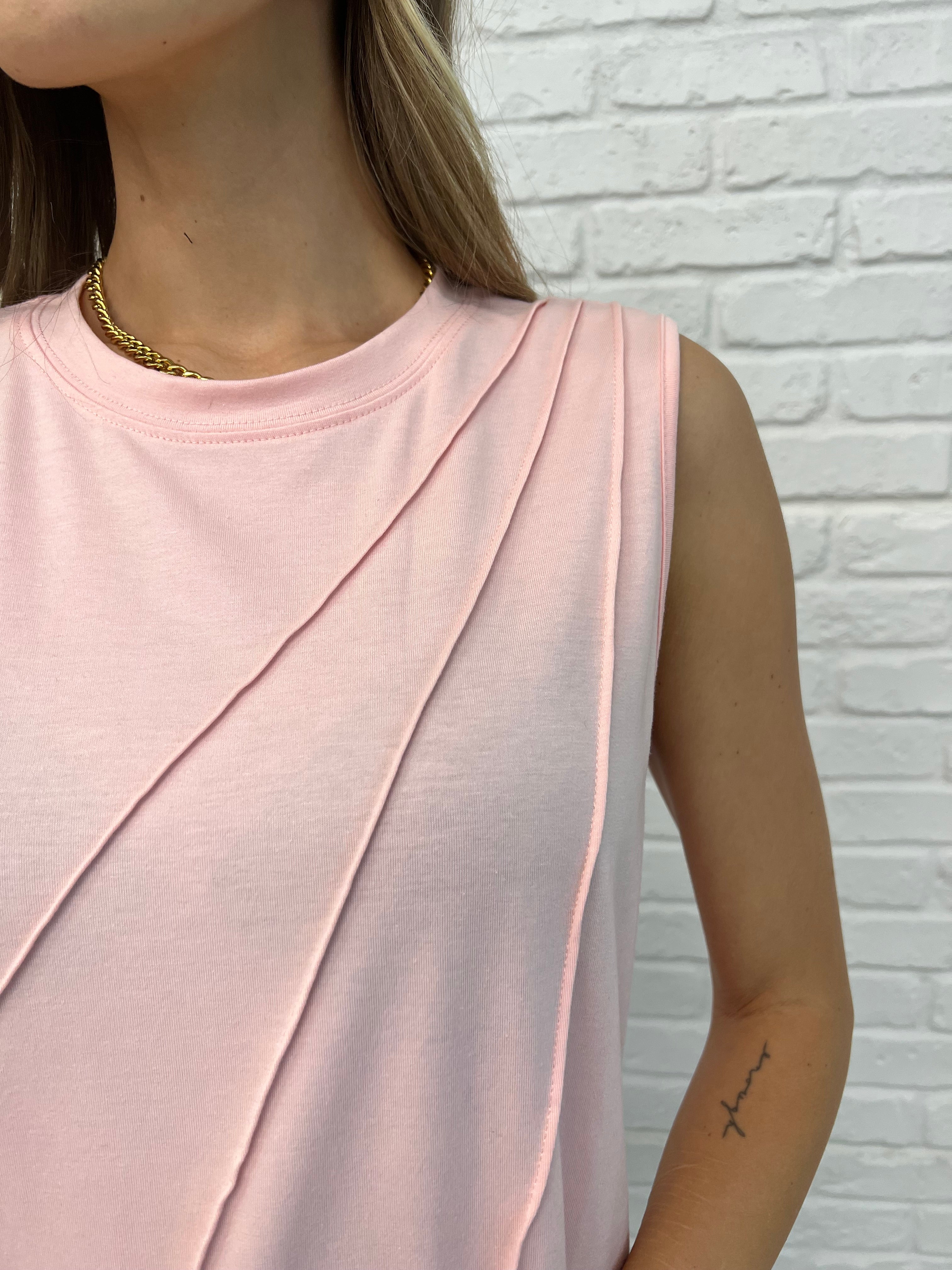 Stylish Pink Pleat Detail Sleeveless Top for Women | Trendy Summer Blouse | Perfect for Casual Outings, Beach Vacations & Date Nights