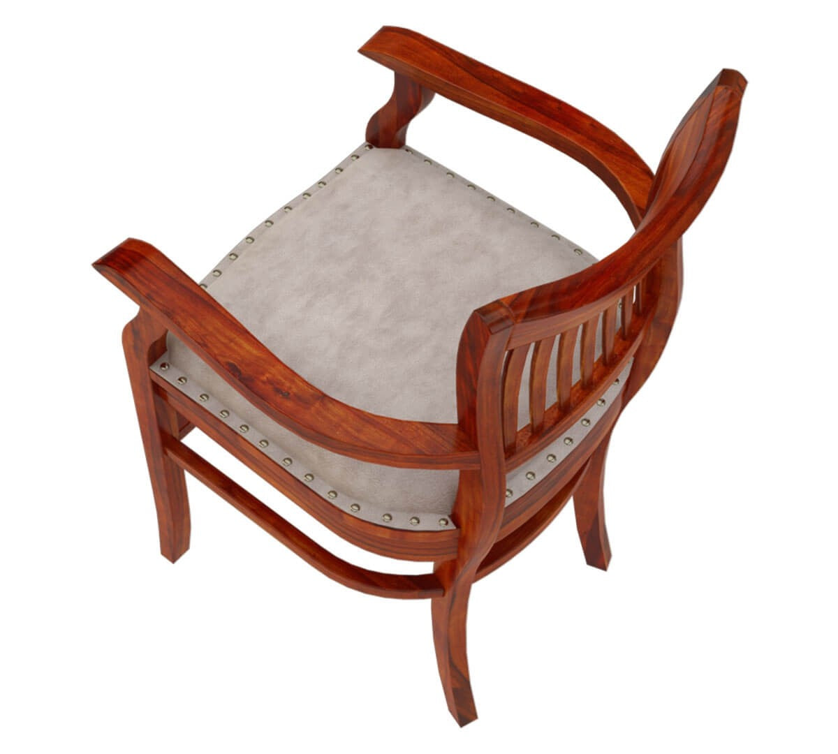 Handmade Rosewood Leather Cushion Dining Arm Chair - Honey Brown - Comfortable Upholstered Seat for Dining Room, Kitchen, or Office