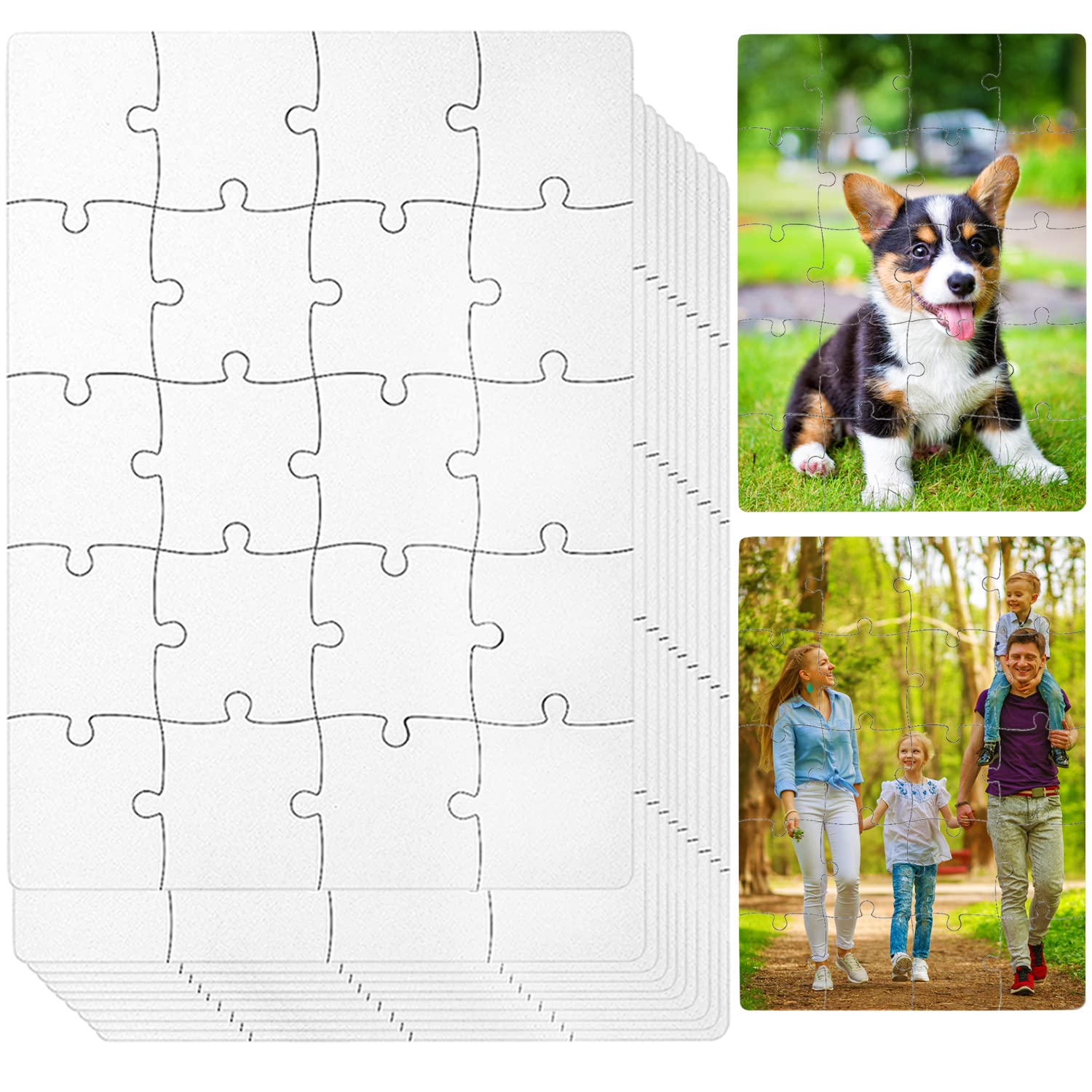 12 Sets Blank White Jigsaw Puzzles for Sublimation - DIY Custom Heat Press Thermal Transfer Puzzle Craft (A5-20 Style) - Perfect for Personalized Gifts, Kids Crafts & Photo Puzzles