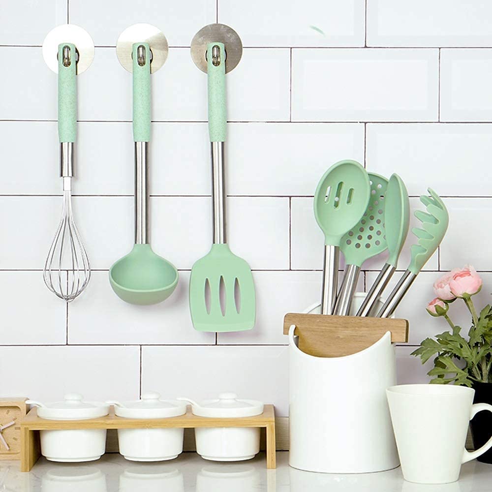 Silicone Cooking Utensil Set - 8-Piece Non-Stick Kitchen Tools with Stainless Steel Handles for Baking, Frying, and Everyday Cooking