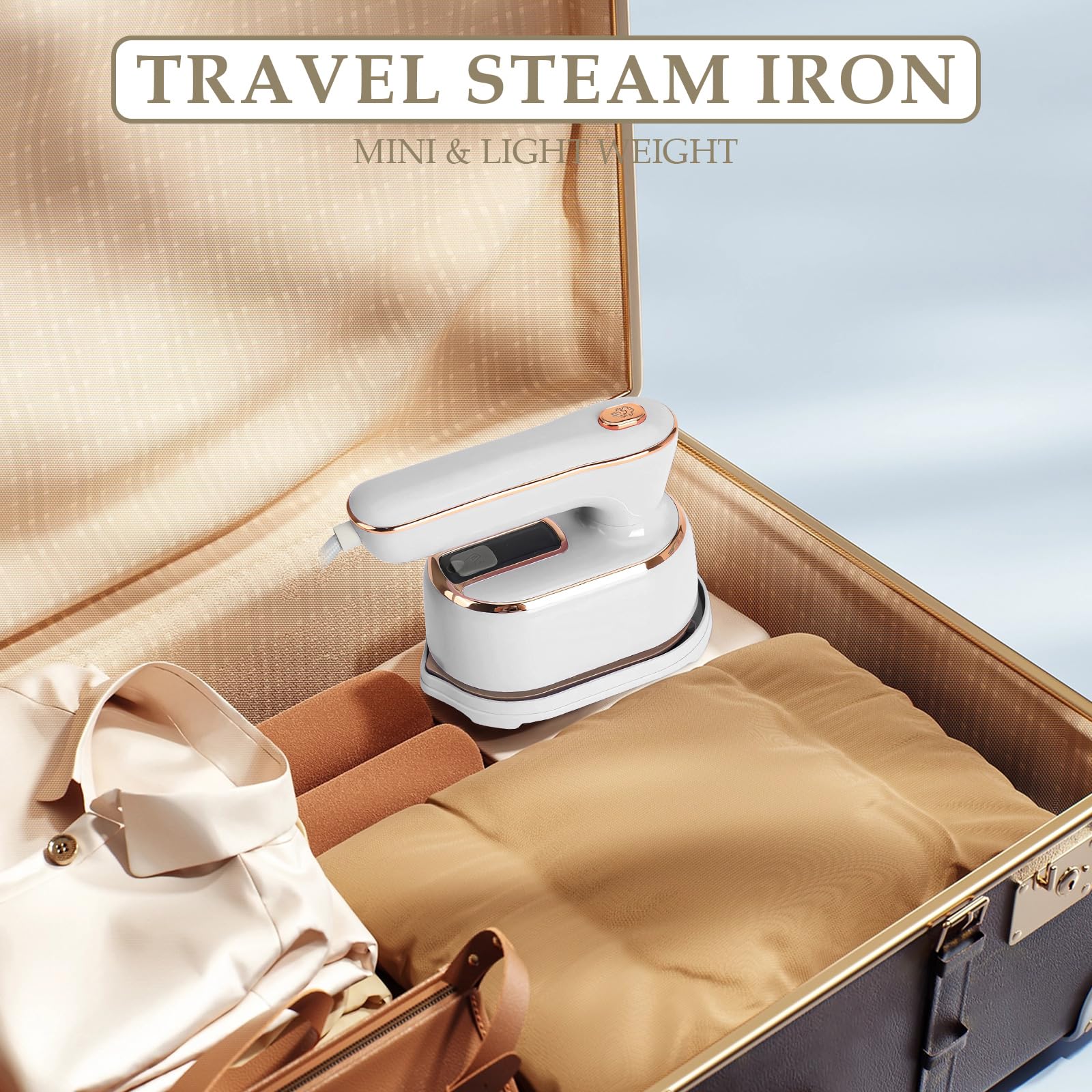 Portable Mini Travel Steamer for Clothes - 5-Second Quick Heat Handheld Garment Steamer, Compact Fabric Steam Iron for Home, Office & Travel Essentials - Perfect for Wrinkles Removal & Outfit Refresh (White)