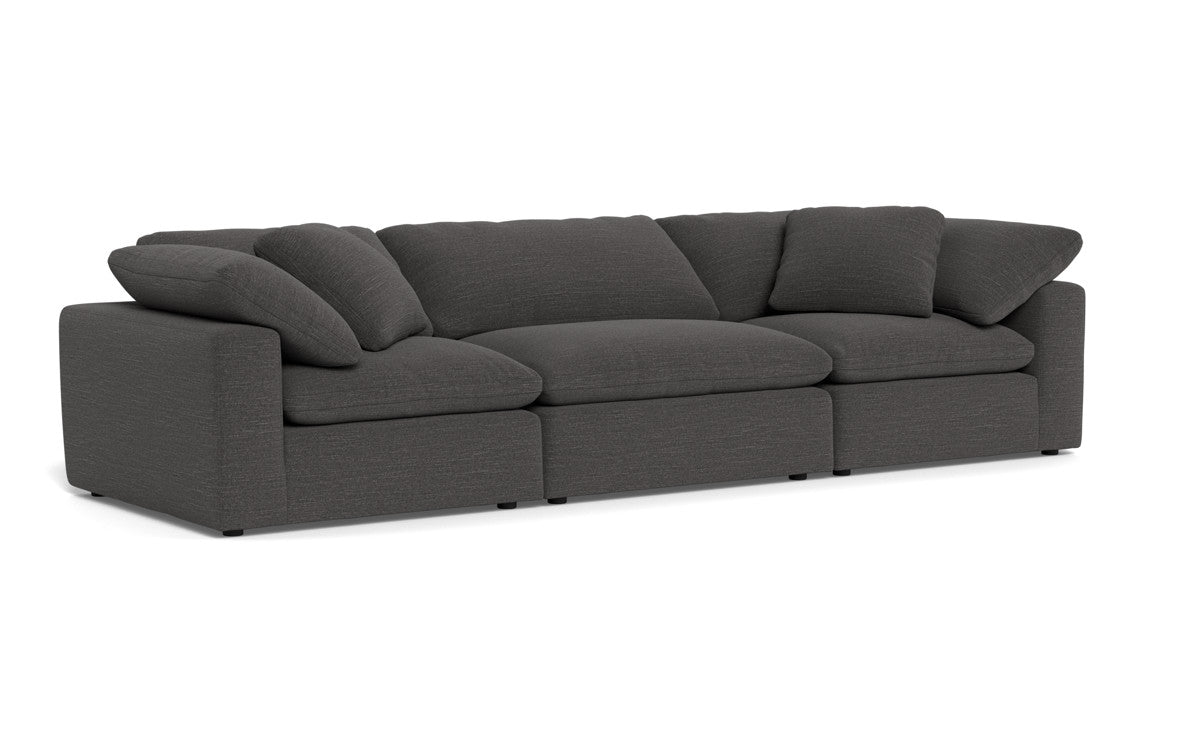 Fluffy 3-Piece Sofa Set - Ultra Soft Plush Fabric Sectional Couch for Living Room, Lounge & Family Room - Comfortable Modern L-Shaped Sofa with Pillows