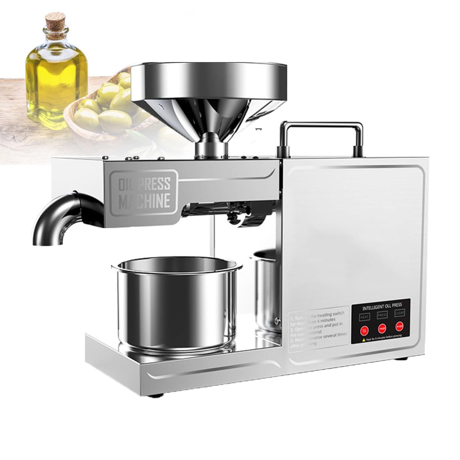 Premium Electric Walnut Oil Press Machine - 820W Stainless Steel Hot & Cold Oil Expeller with 200℃ Constant Temperature - Professional Seed Oil Mill for Home Use - Perfect for Cooking, Salad Dressings & DIY Skincare
