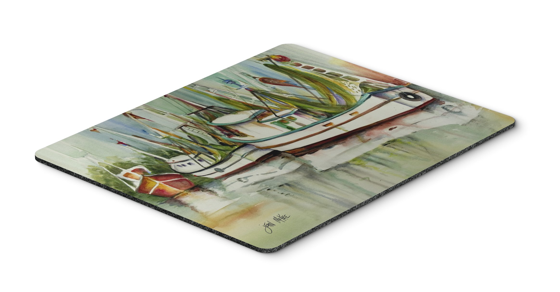 Caroline's Treasures JMK1067MP Ocean Springs Shrimper Mouse Pad - Large Washable Non-Slip Desk Mat for Home Office, Gaming & Computer Work | Perfect for Laptop Users & Workspace Decor