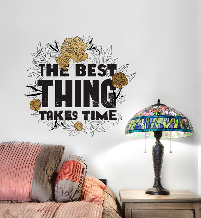 Best Things Take Time Inspirational Wall Sticker - Motivational Quote Decal for Home, Office & Nursery Decor