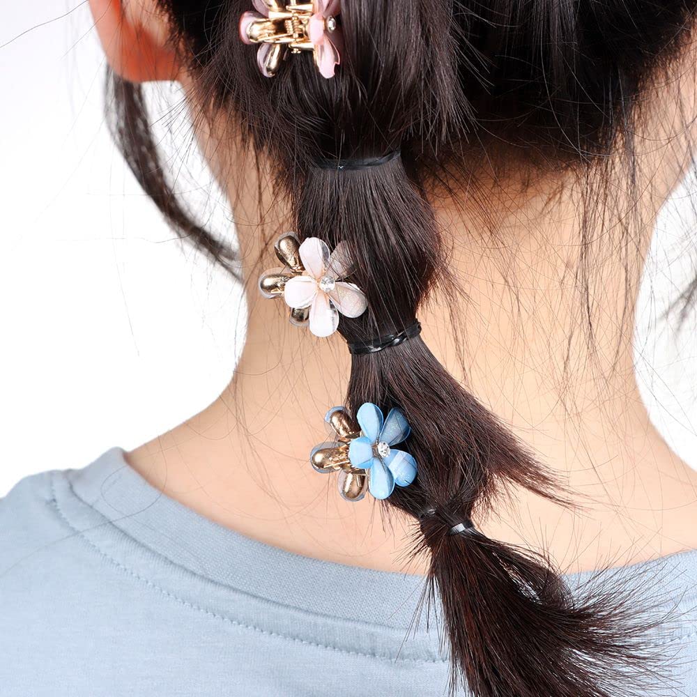 ASG 4 Pcs Rhinestone Mini Flower Hair Clips - Sparkling Crystal Hair Barrettes & Claw Clips for Women (Multicolor) | Perfect for Weddings, Parties & Everyday Hair Accessories