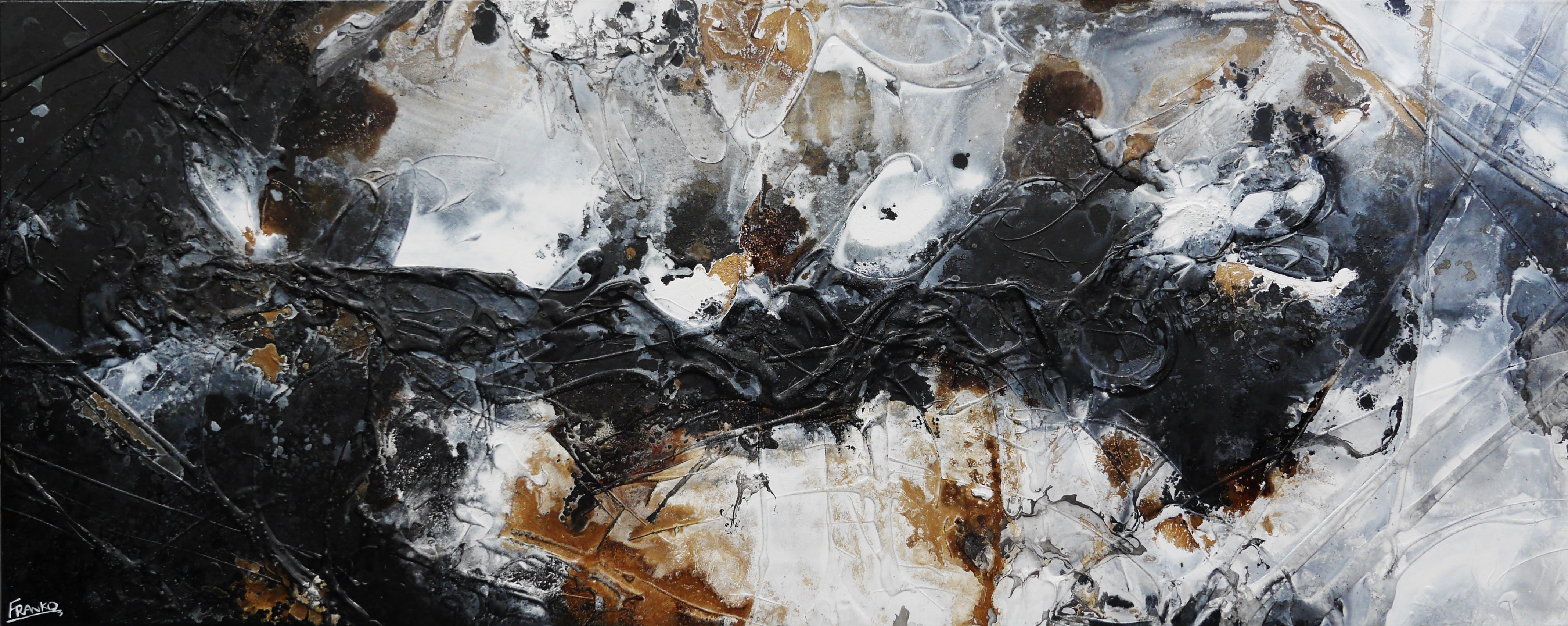 Charcoal and Ice 200cm x 80cm Textured Abstract Canvas Art - Modern Wall Decor for Living Room, Bedroom & Office
