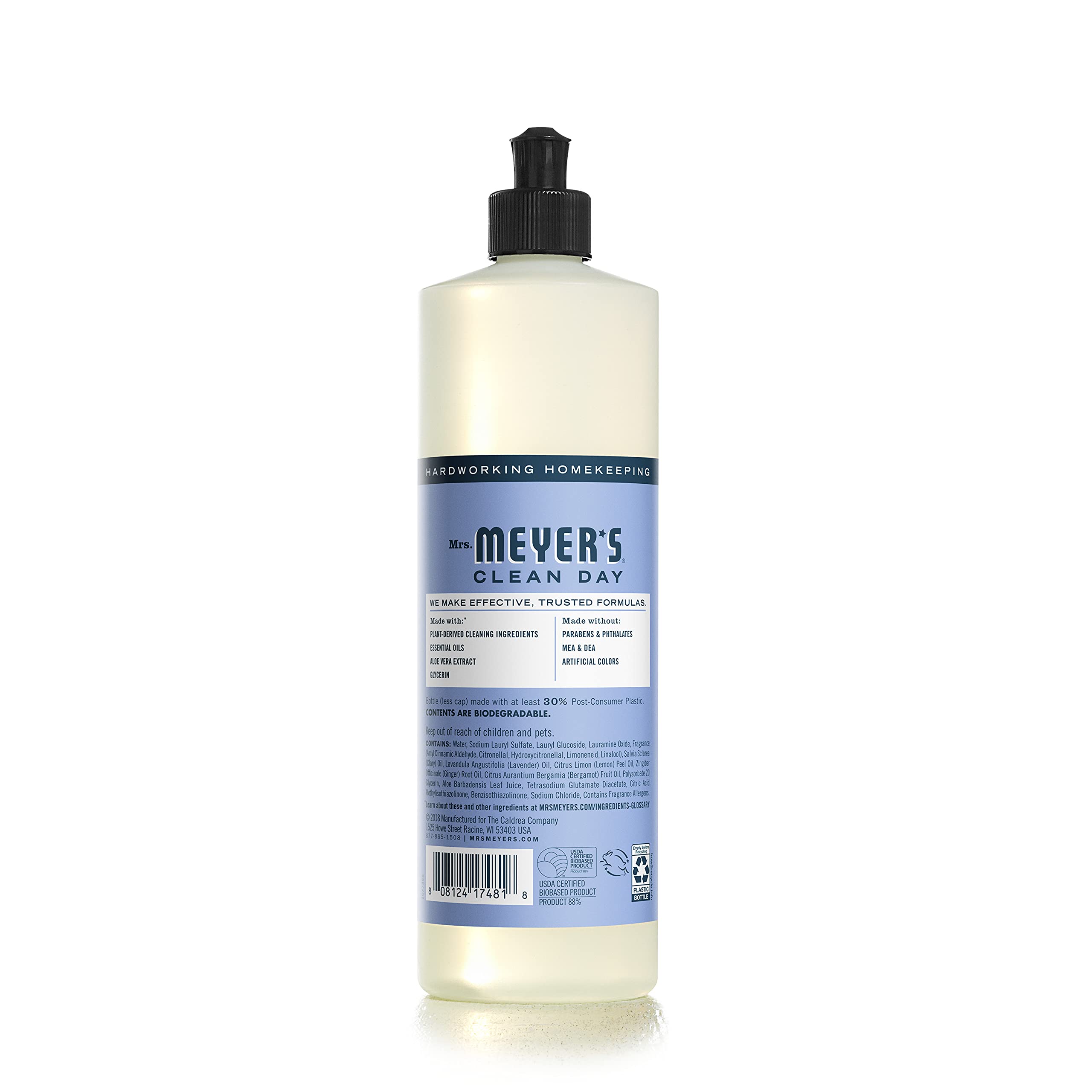 Mrs. Meyer's Clean Day Dish Soap - Cruelty Free, Bluebell Scented Dishwashing Liquid, 16 fl oz (Pack of 3) - Gentle on Hands, Tough on Grease for Daily Kitchen Cleaning