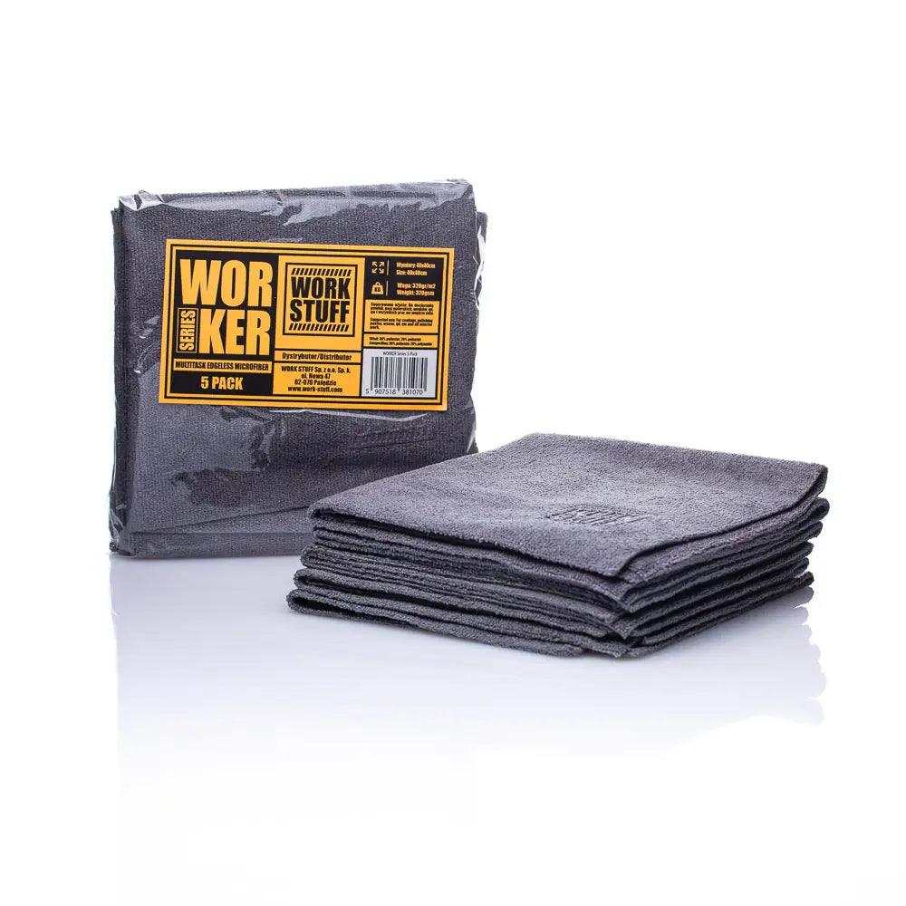 WORK STUFF Premium Microfiber Cleaning Towels (5 Pack) - Super Absorbent & Lint-Free for Cars, Windows, Kitchen & Household Cleaning