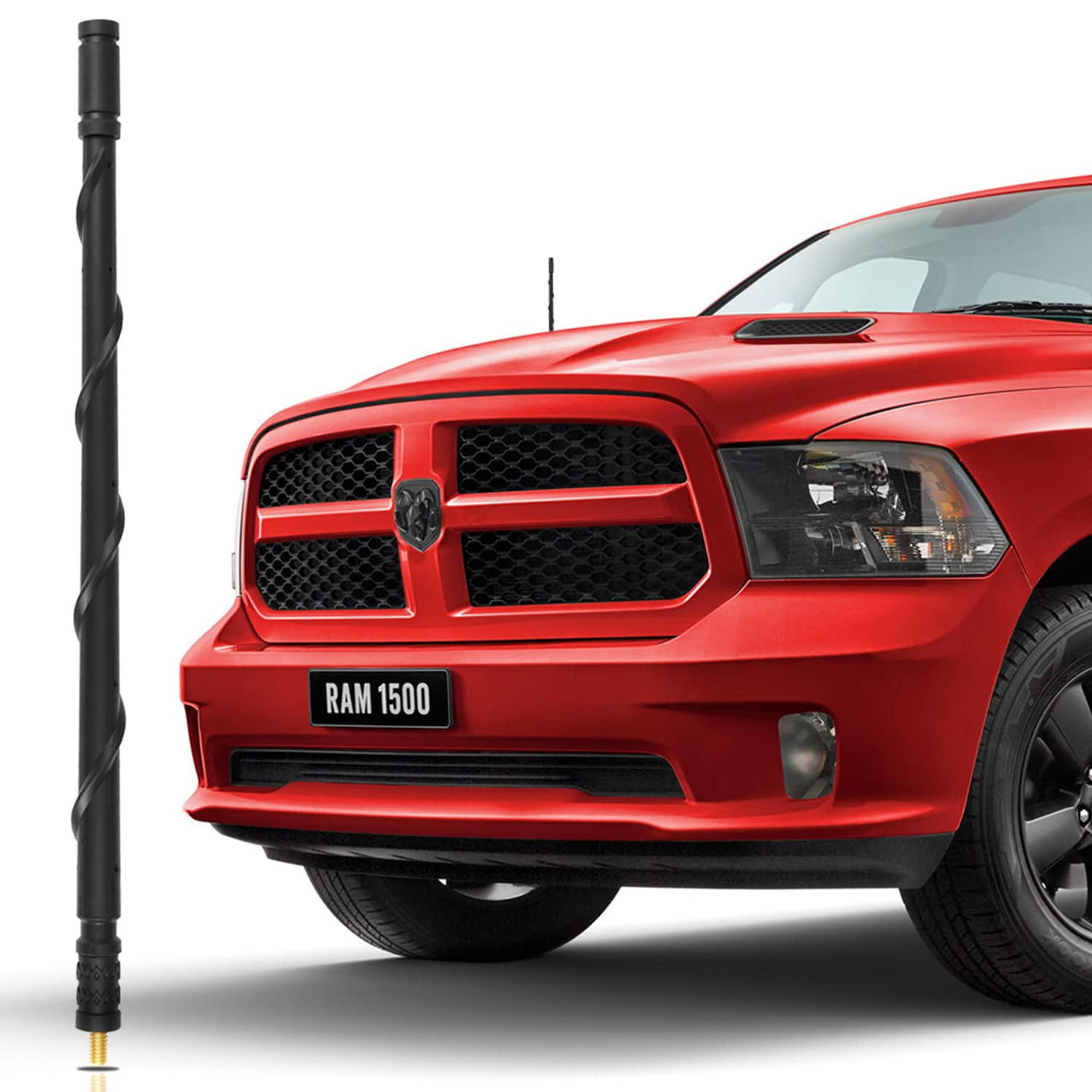 VOFONO 13 Inch Spiral Flex Rubber Truck Antenna Replacement for Ram 1500 - Heavy Duty Radio Antenna Accessories with Improved Reception | Perfect for Off-Roading, Camping & Long Road Trips