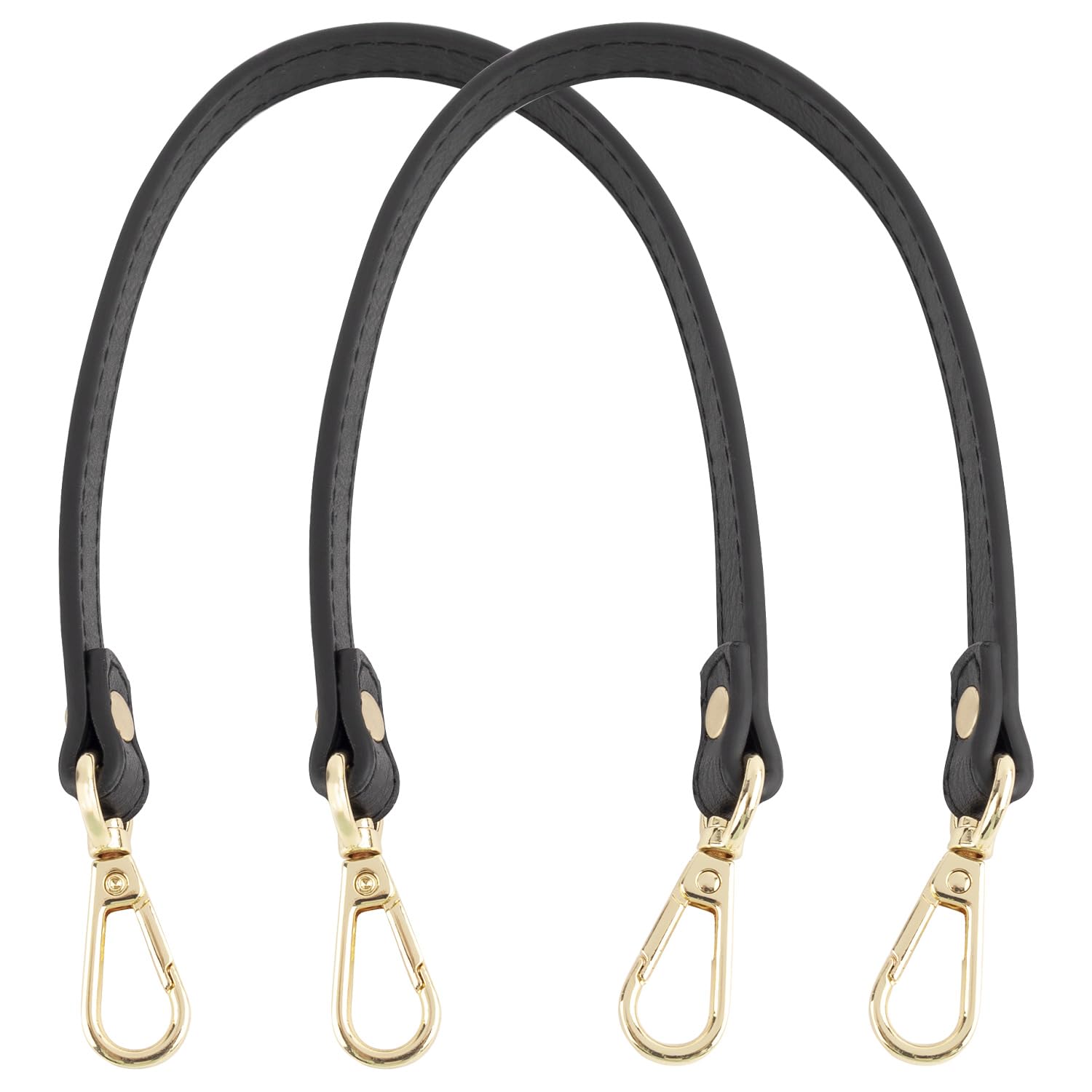 AUEAR 2 Pack Black Leather Replacement Straps for Small Handbags & Purses - Adjustable Shoulder Strap with Gold Lock Clasp - Perfect for Evening Bags, Crossbody Bags & Fashion Accessories