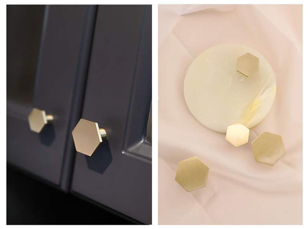 6 Pack Gold Copper Brushed Hexagon Cabinet Knobs - Elegant Brass Drawer Pulls for Kitchen & Cupboard Hardware | Perfect for Modern Cabinets, Dressers & Furniture Upgrades
