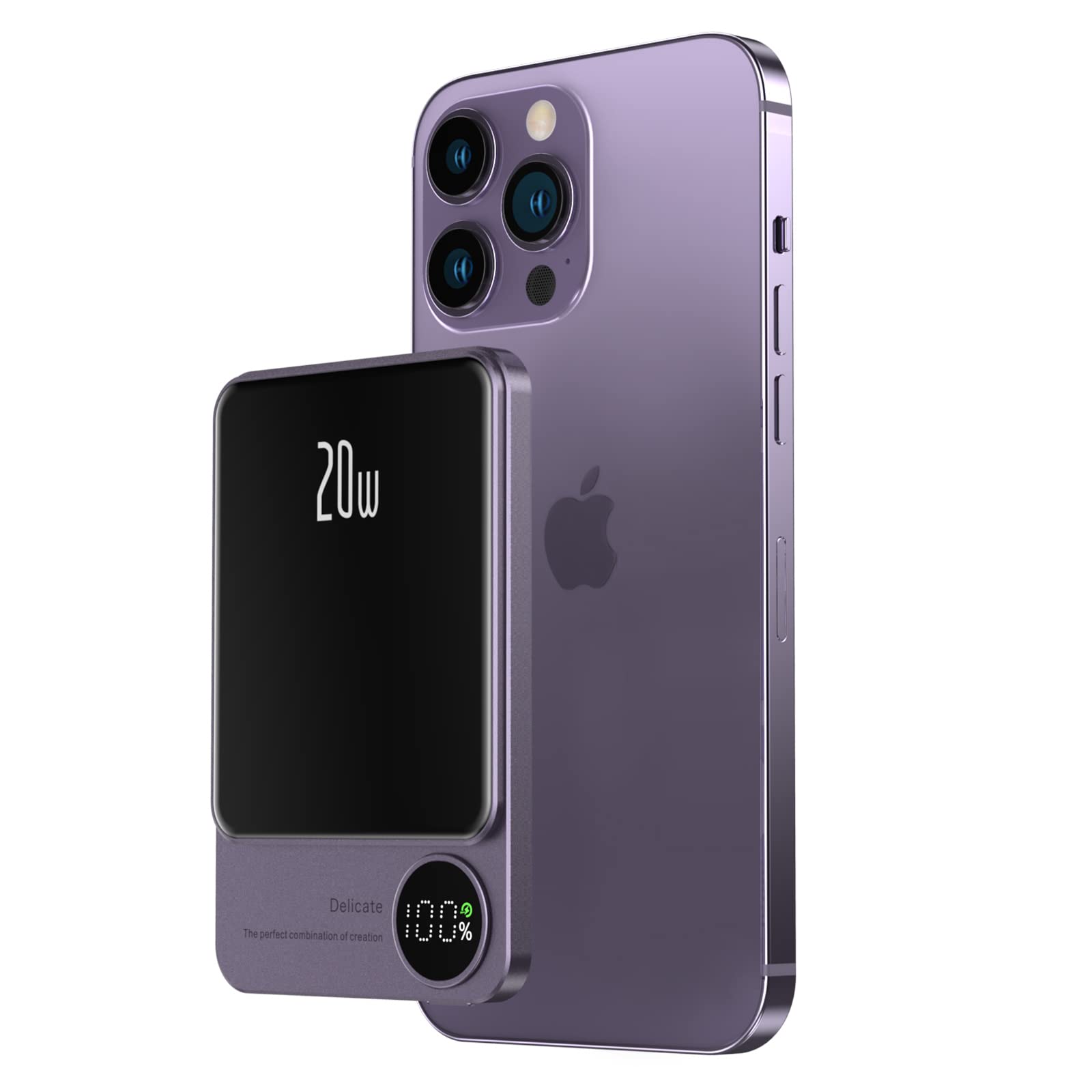 LUCKYDUO 5000mAh Magnetic Wireless Power Bank with USB-C PD 20W Fast Charging & LED Display | Portable Charger for iPhone 16/15/14/13/12/Pro/Pro Max | Perfect for Travel, Work & Outdoor Adventures