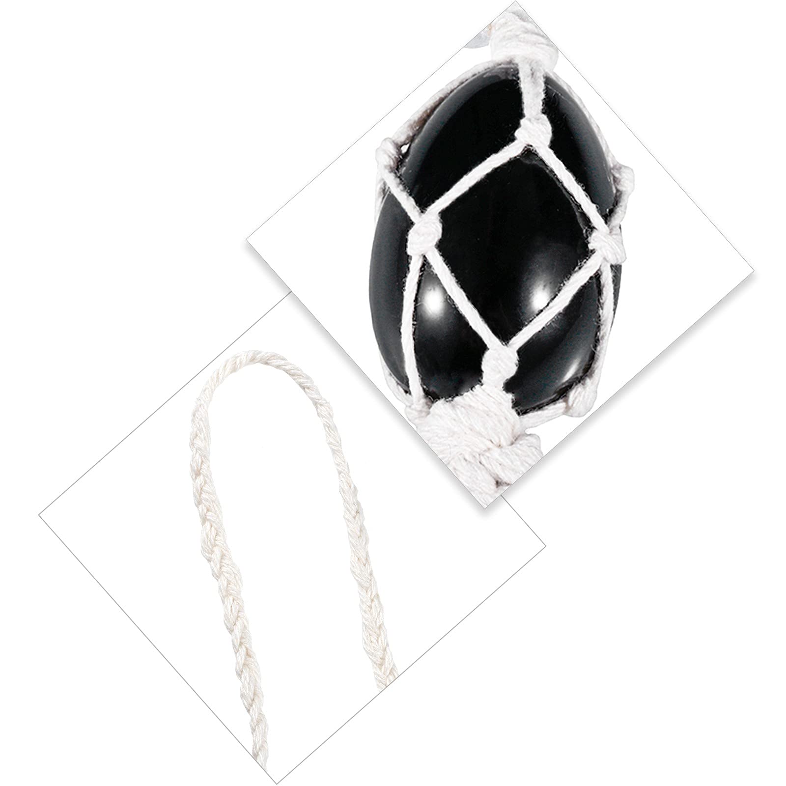 Handmade Black Obsidian Crystal Hanging Ornament - Polished Egg Shape with Tassel & Nylon Rope for Car & Home Decor | Feng Shui, Meditation & Gift Idea
