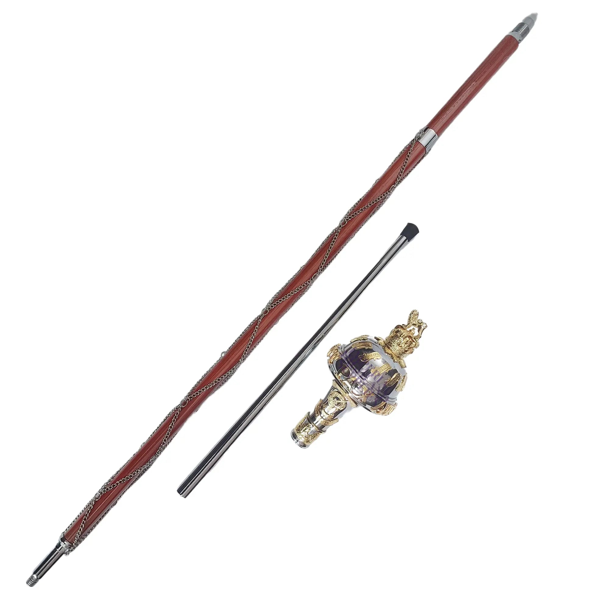 Custom Ceremonial Drum Major Mace with Battle Honors - Premium Marching Band Accessory for Parades, Competitions & Military Ceremonies