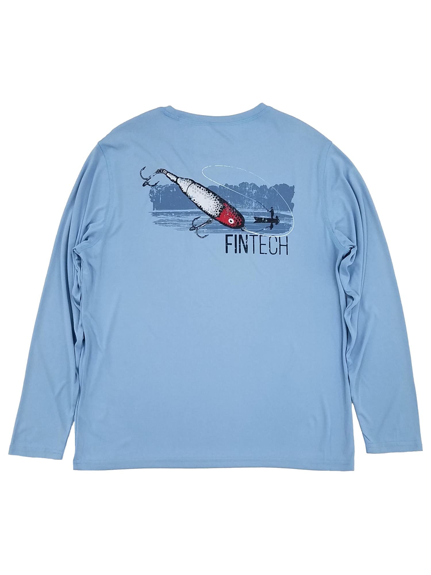 Men's Powder Blue Long Sleeve Performance Fishing Shirt - UPF 50+ Sun Protection, Quick-Dry & Breathable - Large Size for Outdoor Fishing, Hiking & Water Sports