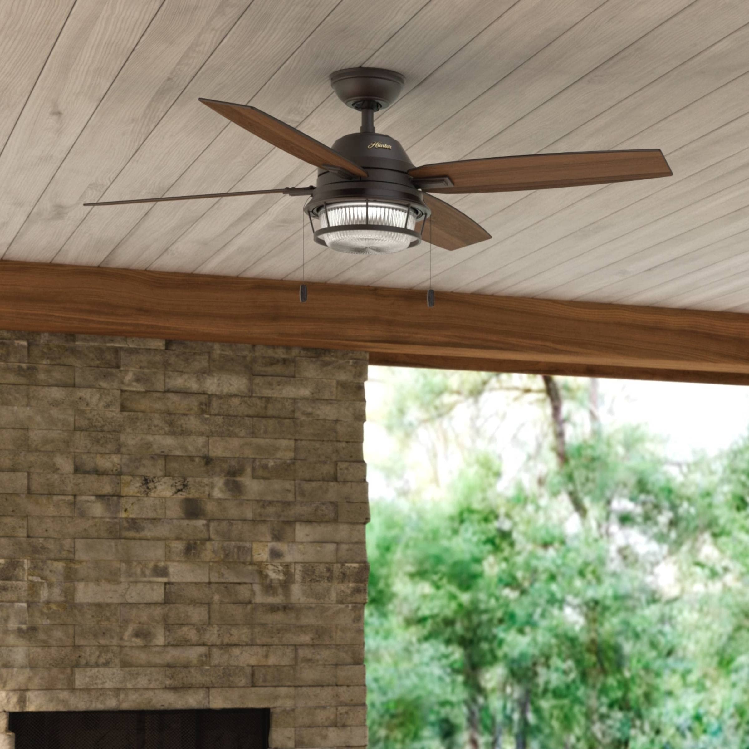 Hunter Fan Company 52 Inch Ocala Noble Bronze Indoor/Outdoor Ceiling Fan with LED Light Kit and Pull Chain - Perfect for Patio, Porch, Living Room, and Bedroom Cooling