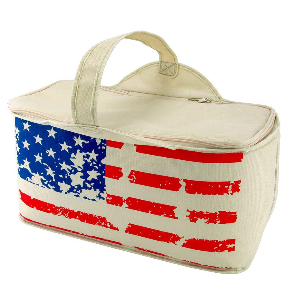 290-Piece Patriotic Stars & Stripes Leak-Proof Cooler Bag - Insulated Picnic Lunch Tote for Beach, Camping & Tailgating - Red White & Blue Multicolor Design