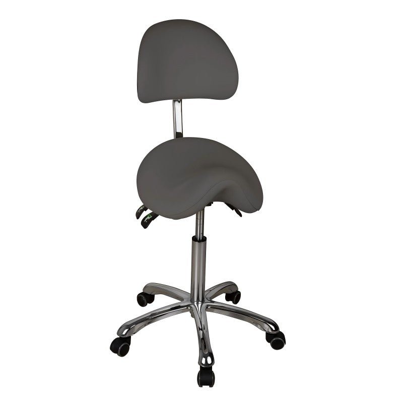 Silverfox Saddle Rolling Stool with Adjustable Height & Backrest 1025A - Ergonomic Rolling Chair for Dental, Medical, Salon & Tattoo Professionals