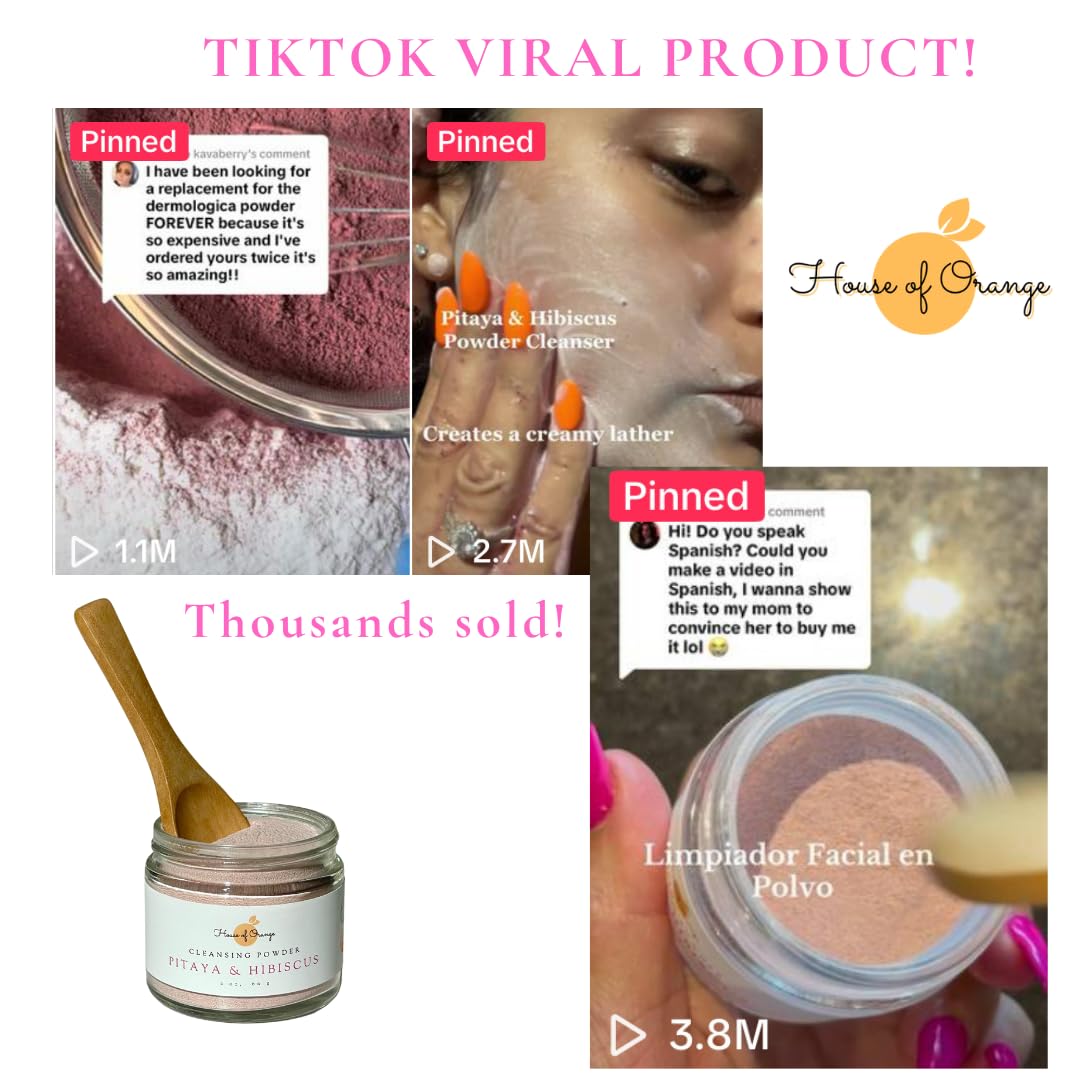 Pitaya & Hibiscus Exfoliating Gentle Face Cleanser with Natural Botanicals & Fruit Powders - Brightening, Clarifying & Softening for Glowing Skin | Perfect for Daily Skincare Routine & Sensitive Skin Types