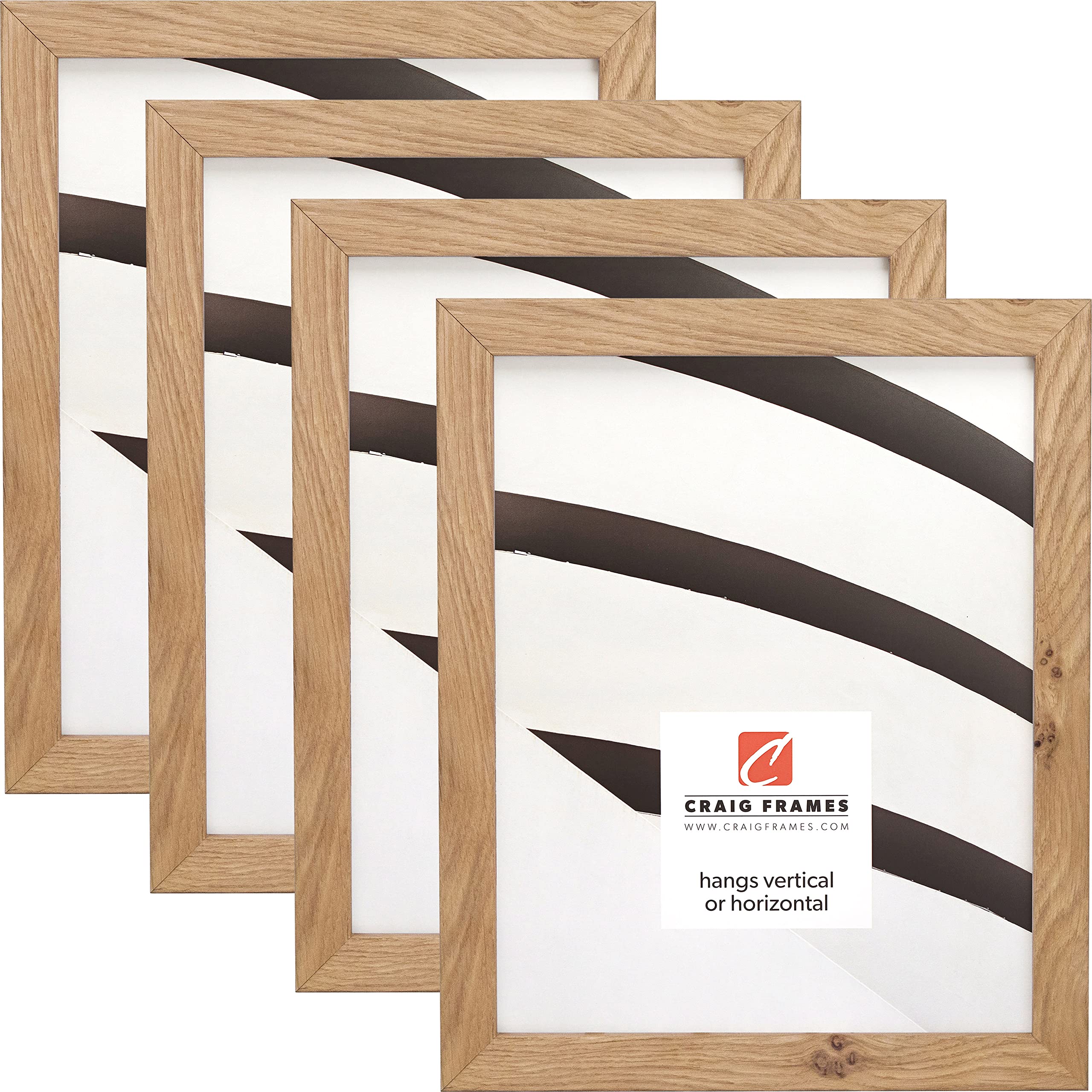 Craig Frames Farmhouse Essentials Tall Picture Frame - 4 x 10 Inch Light Brown Wooden Photo Frames (Set of 4) - Perfect for Wall Decor, Family Photos & Rustic Home Décor