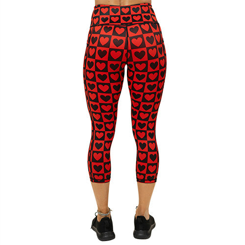 Queen Of Hearts Printed High Waist Yoga Leggings - Women's Workout Leggings for Gym, Running & Lounge Wear