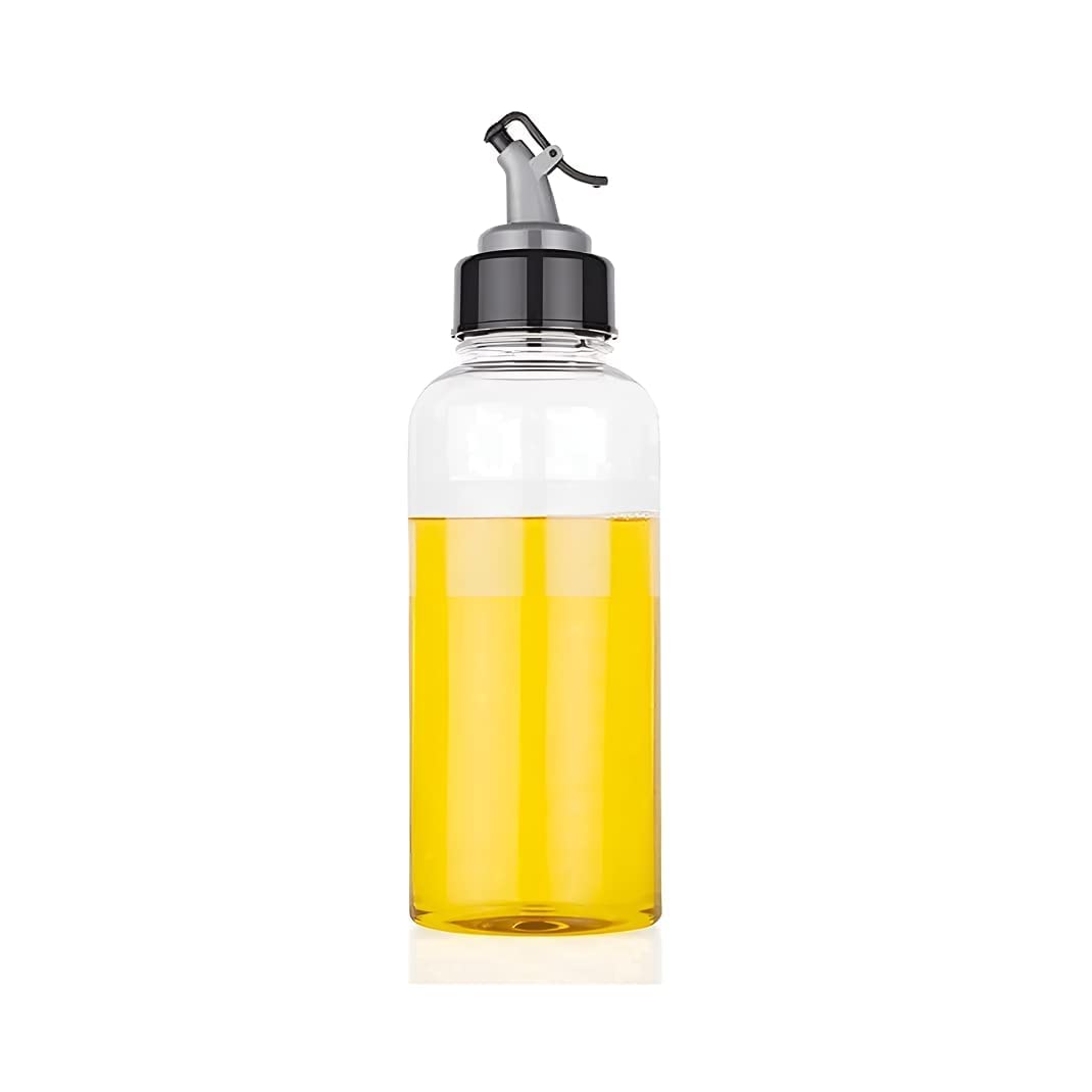 Nexellar 1000ml Transparent Leak-Proof Plastic Oil Vinegar Dispenser Bottle - Food Grade BPA-Free Kitchen Condiment Container for Cooking, Salad Dressing, Baking & Meal Prep - Easy Pour Sauce Bottle for Restaurants & Home Use